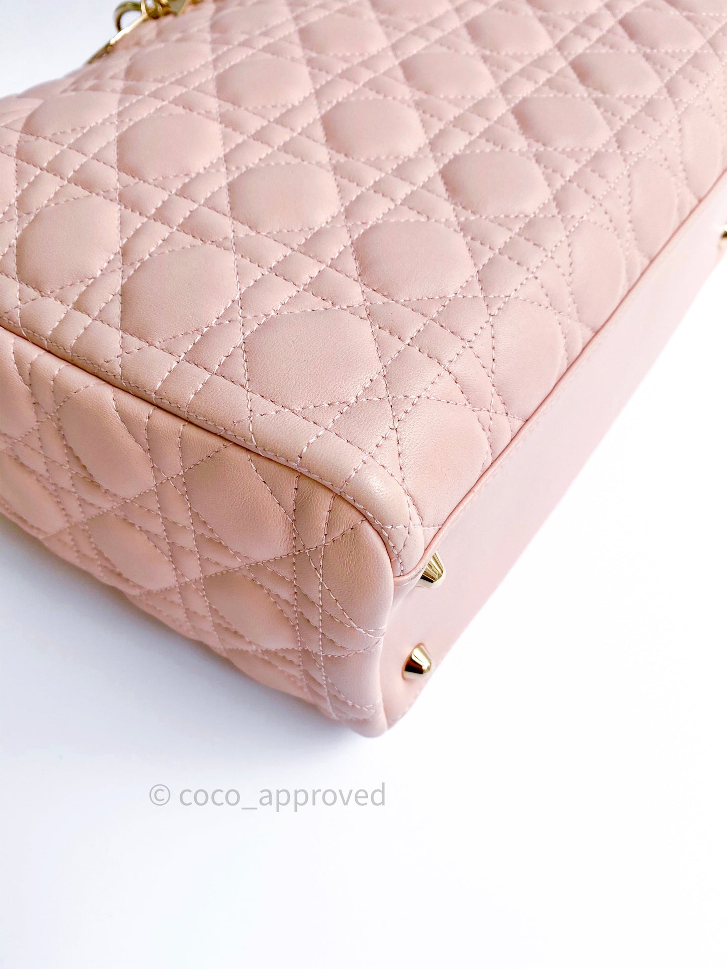 Christian Dior Lambskin Large Lady Dior Tote Bag Blush Pink