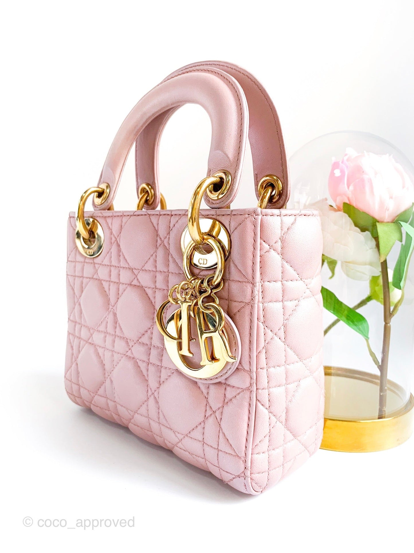 Christian Dior Calfskin Cannage Mini Lady Dior Pink