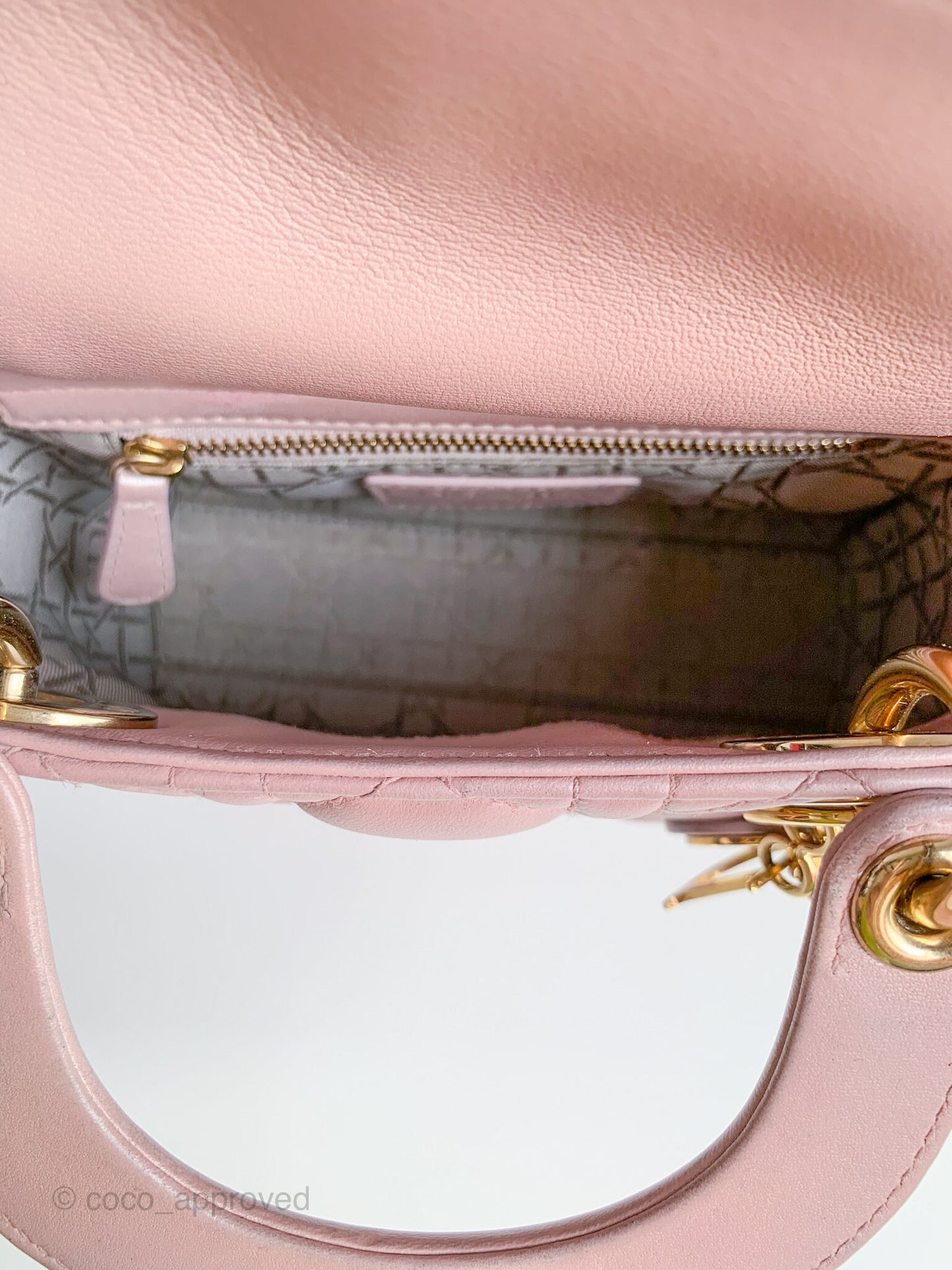 Christian Dior Calfskin Cannage Mini Lady Dior Pink