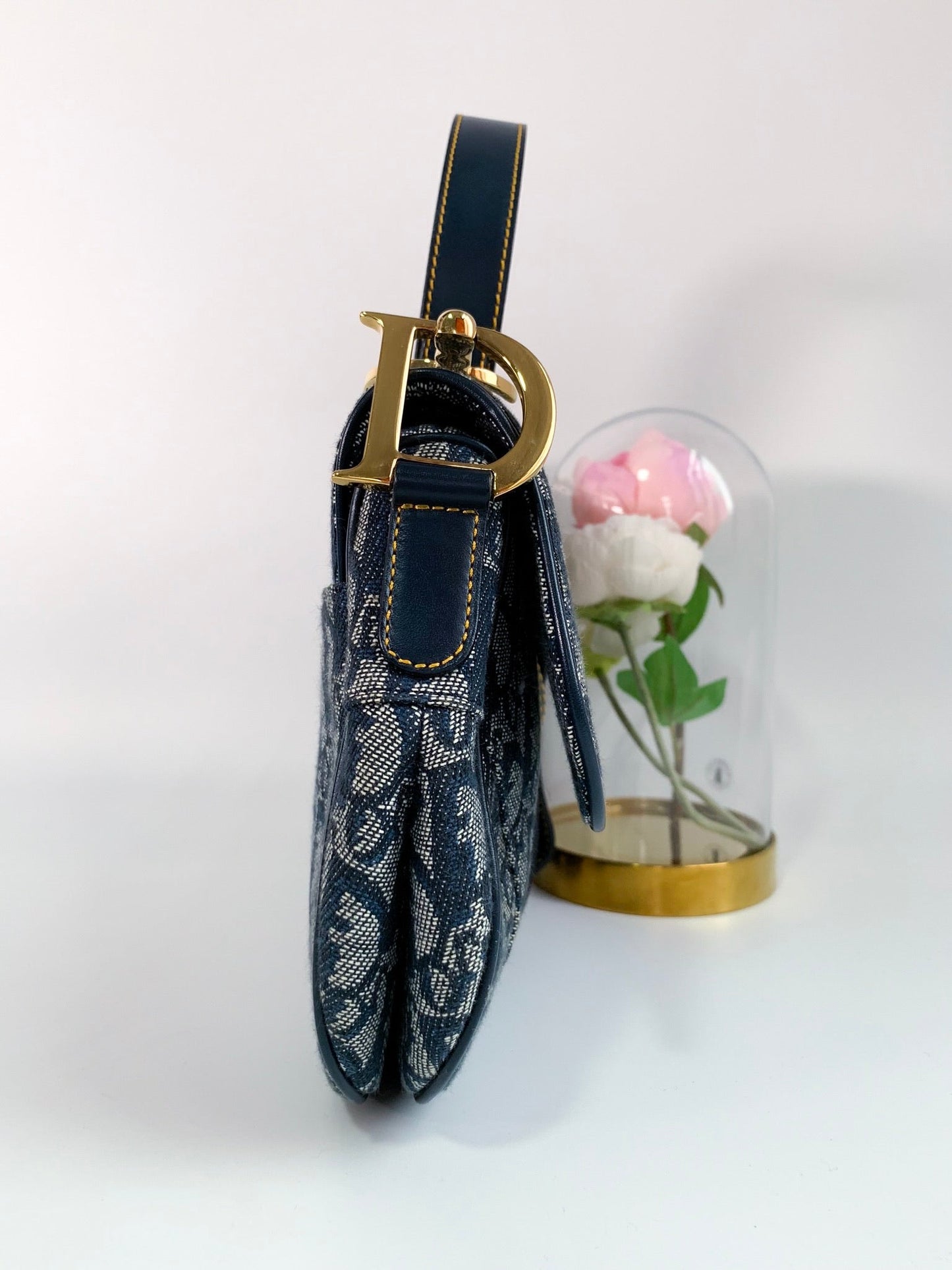 Christian Dior Vintage Oblique Saddle Bag Blue
