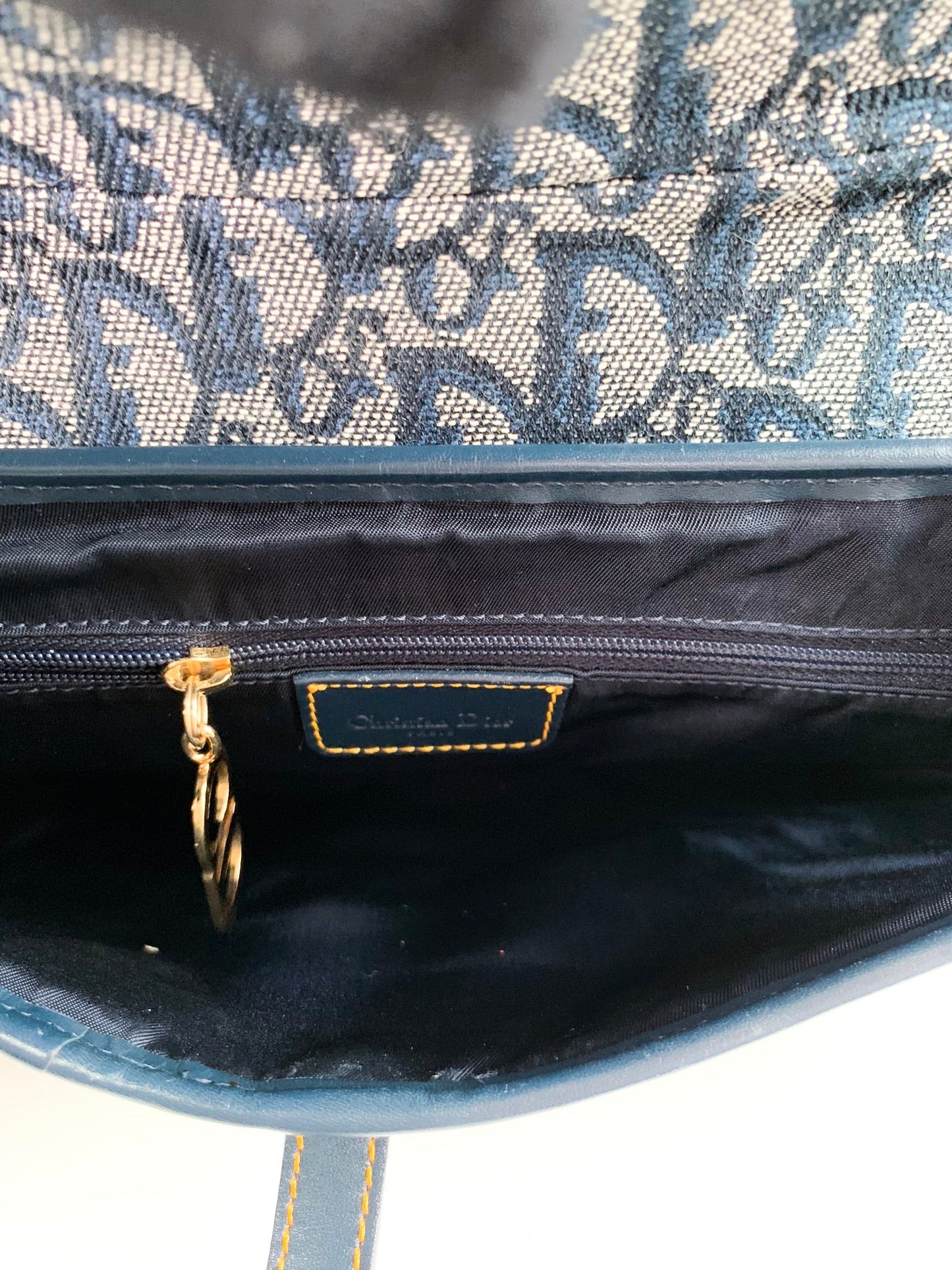 Christian Dior Vintage Oblique Saddle Bag Blue