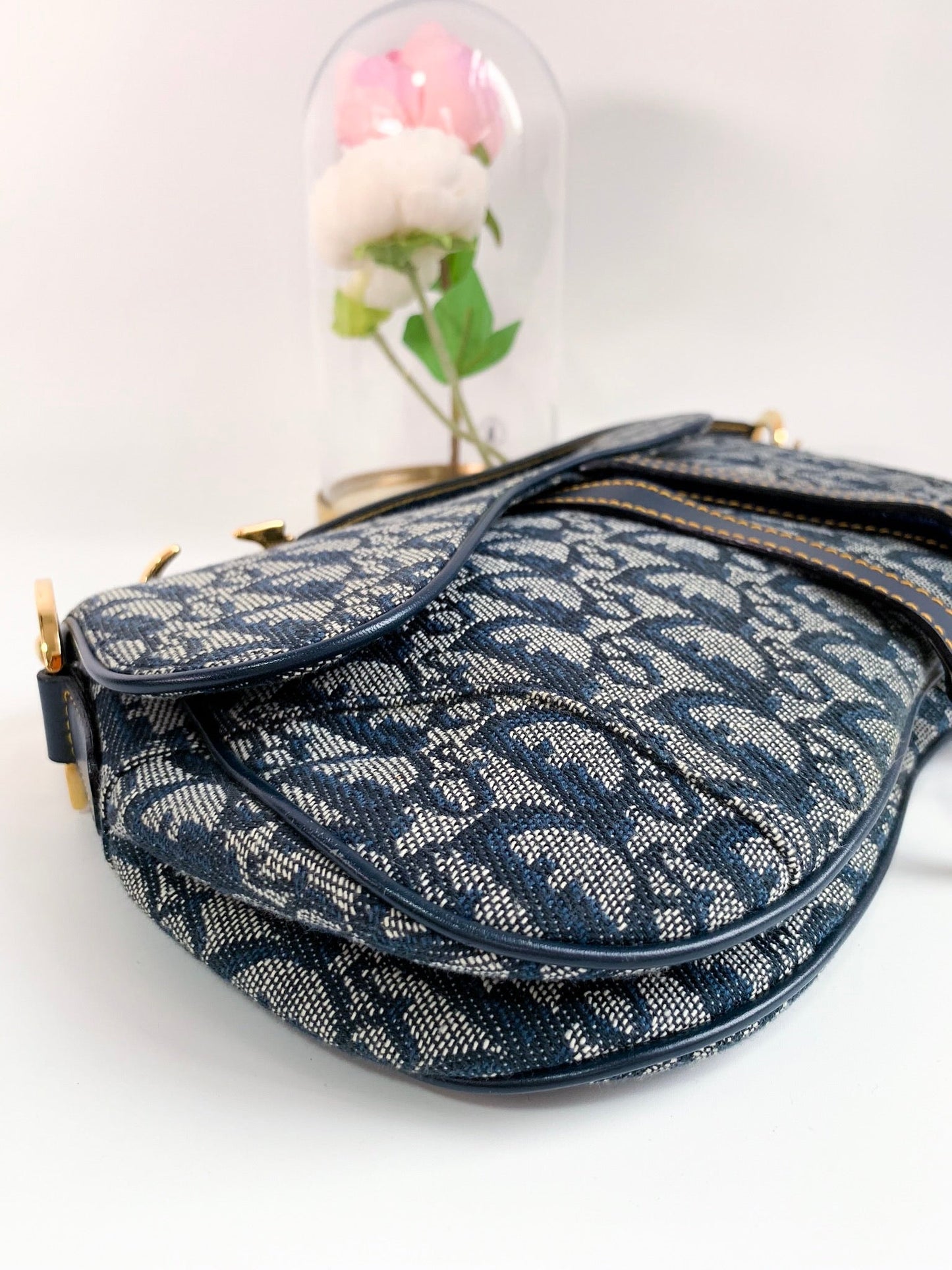 Christian Dior Vintage Oblique Saddle Bag Blue