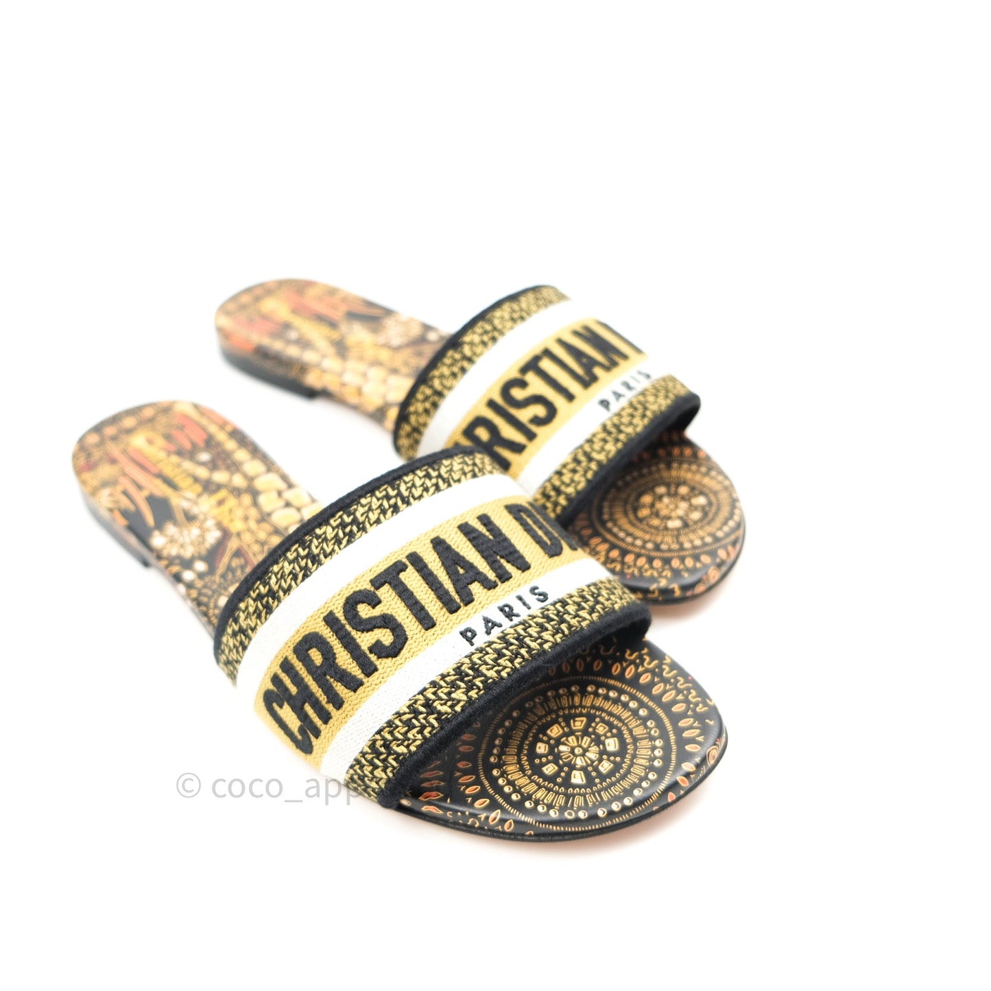 Christian Dior Canvas Embroidered Kaleidioroscopic Mules Slide Sandals 36