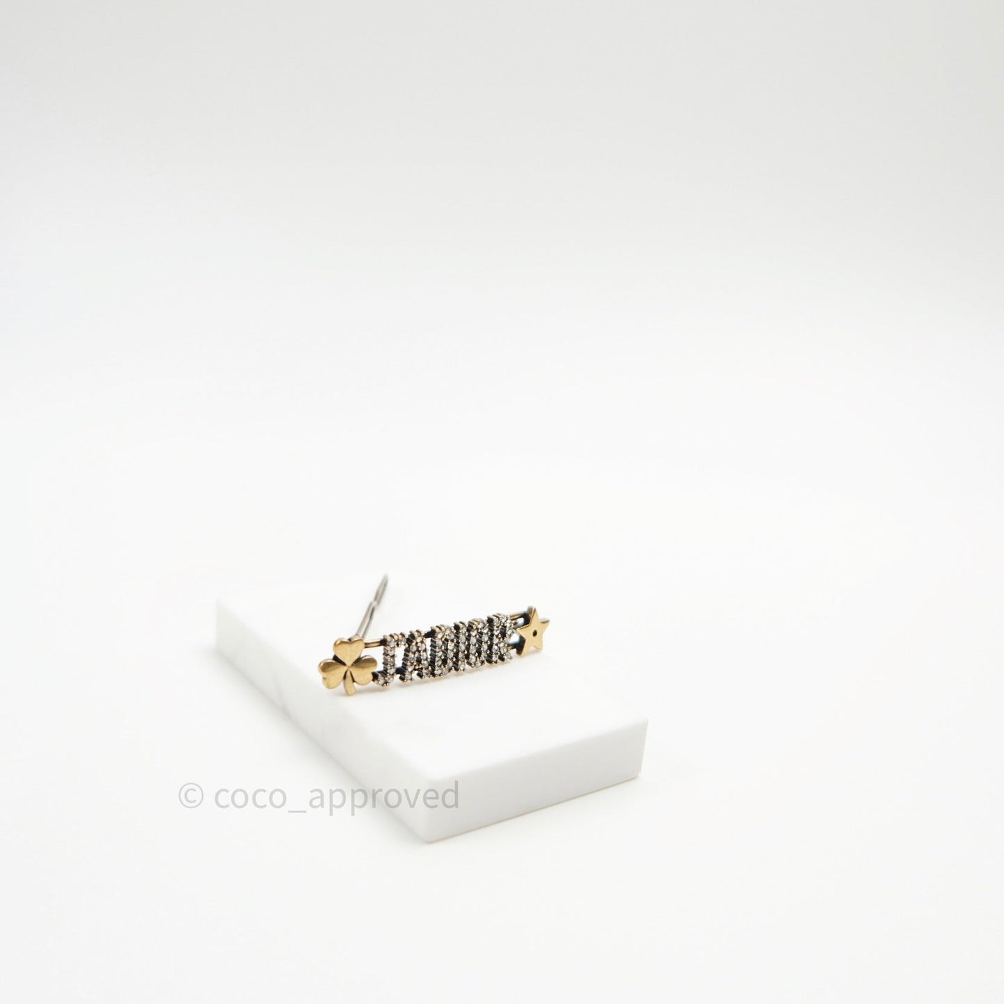 Christian Dior Hair Clip J'adior Clover Star Antique Gold