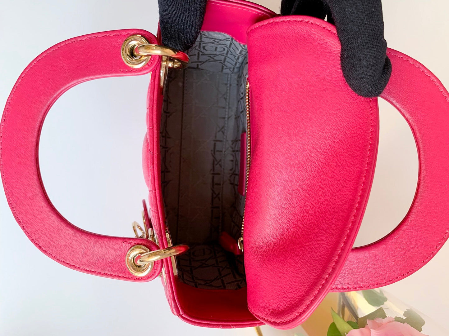 Lady Dior Mini Pink Lambskin Gold Hardware