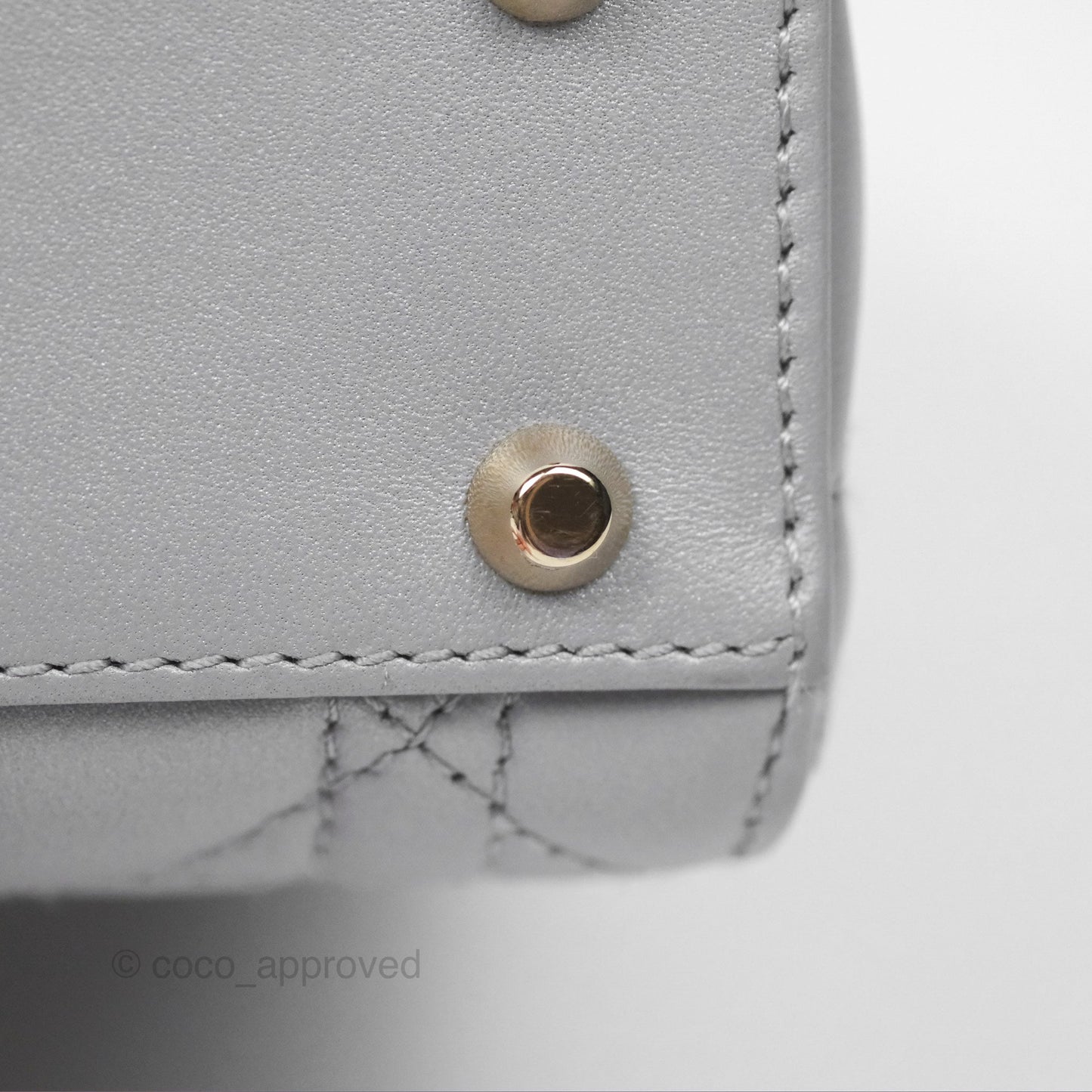 Christian Dior Cannage Mini Lady Dior Grey Gold Hardware