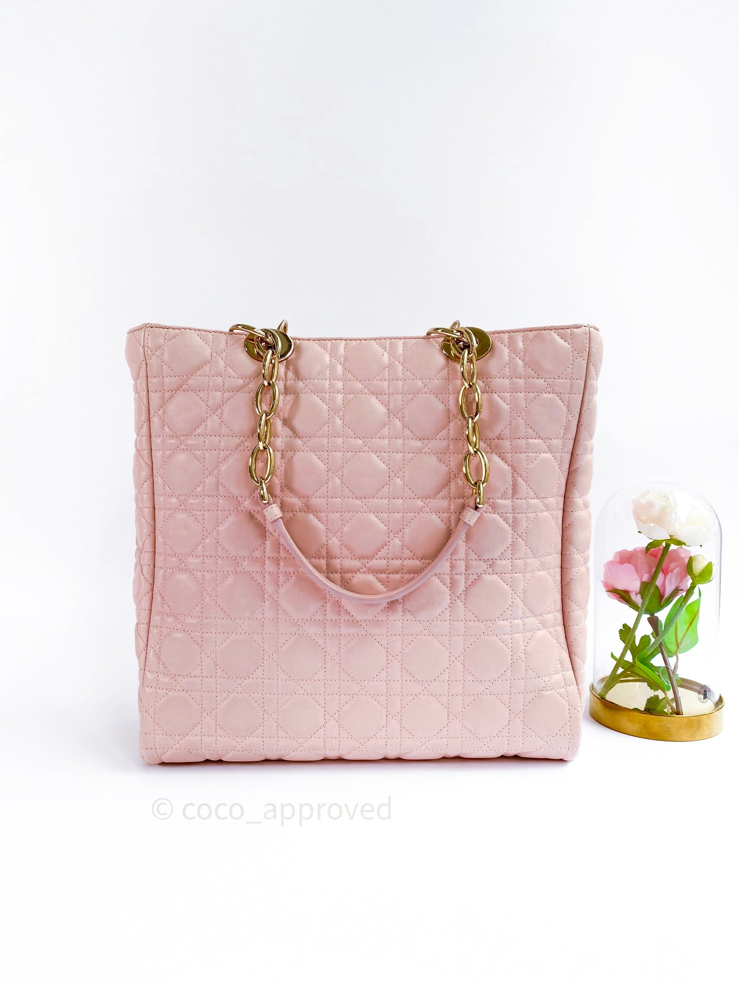 Christian Dior Lambskin Large Lady Dior Tote Bag Blush Pink