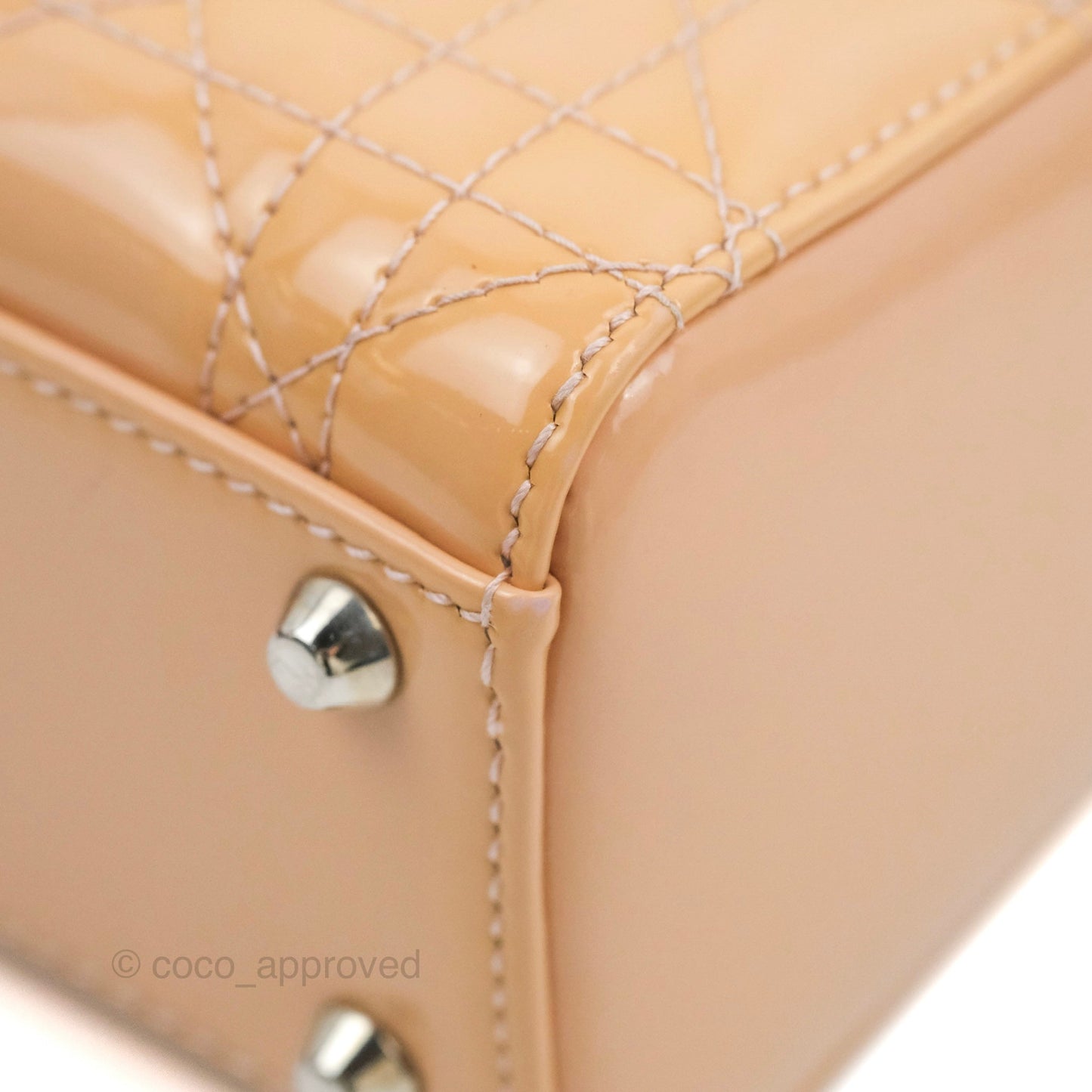 Christian Dior Mini Lady Dior Beige Pink Patent Silver Hardware