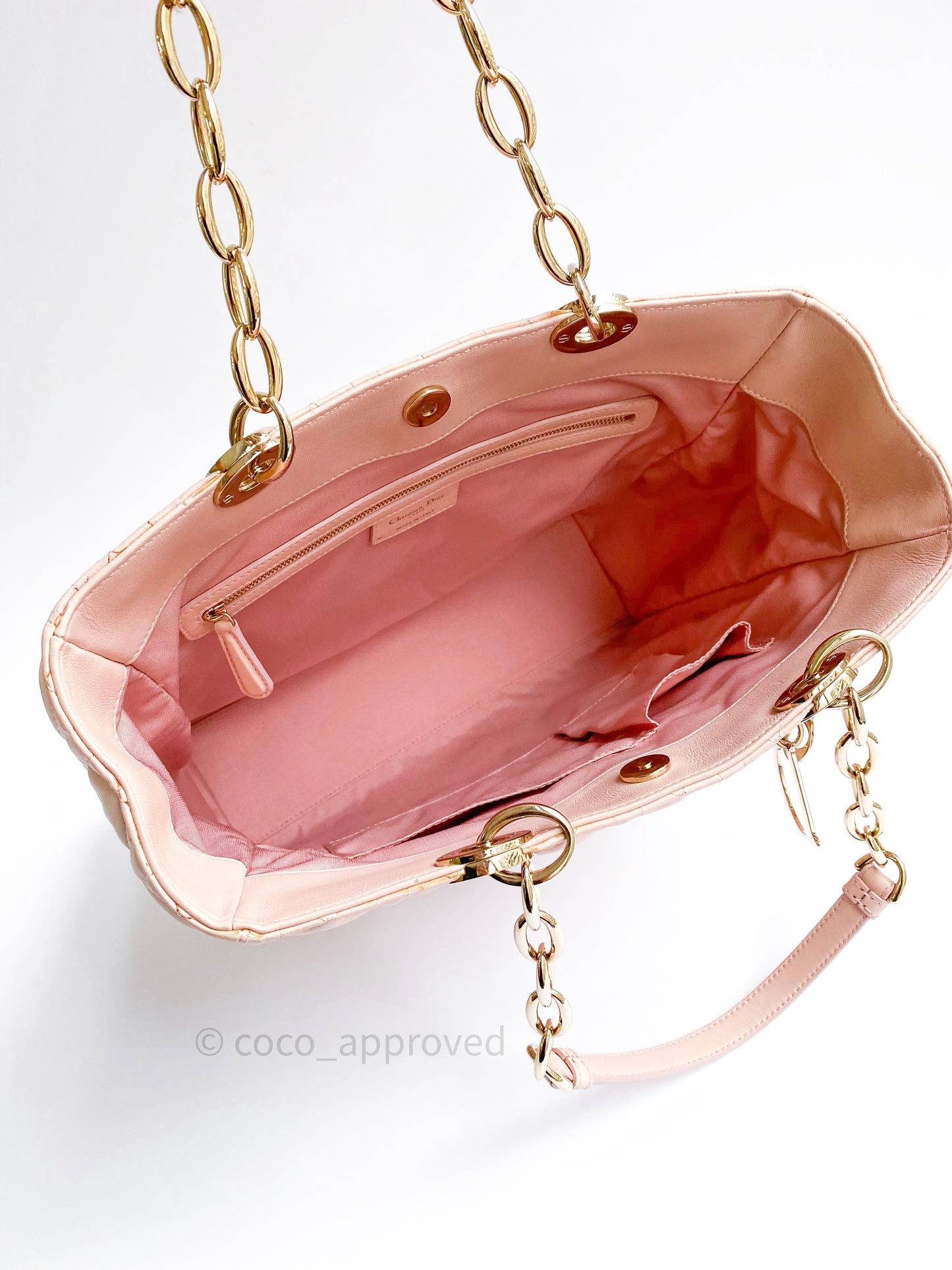 Christian Dior Lambskin Large Lady Dior Tote Bag Blush Pink
