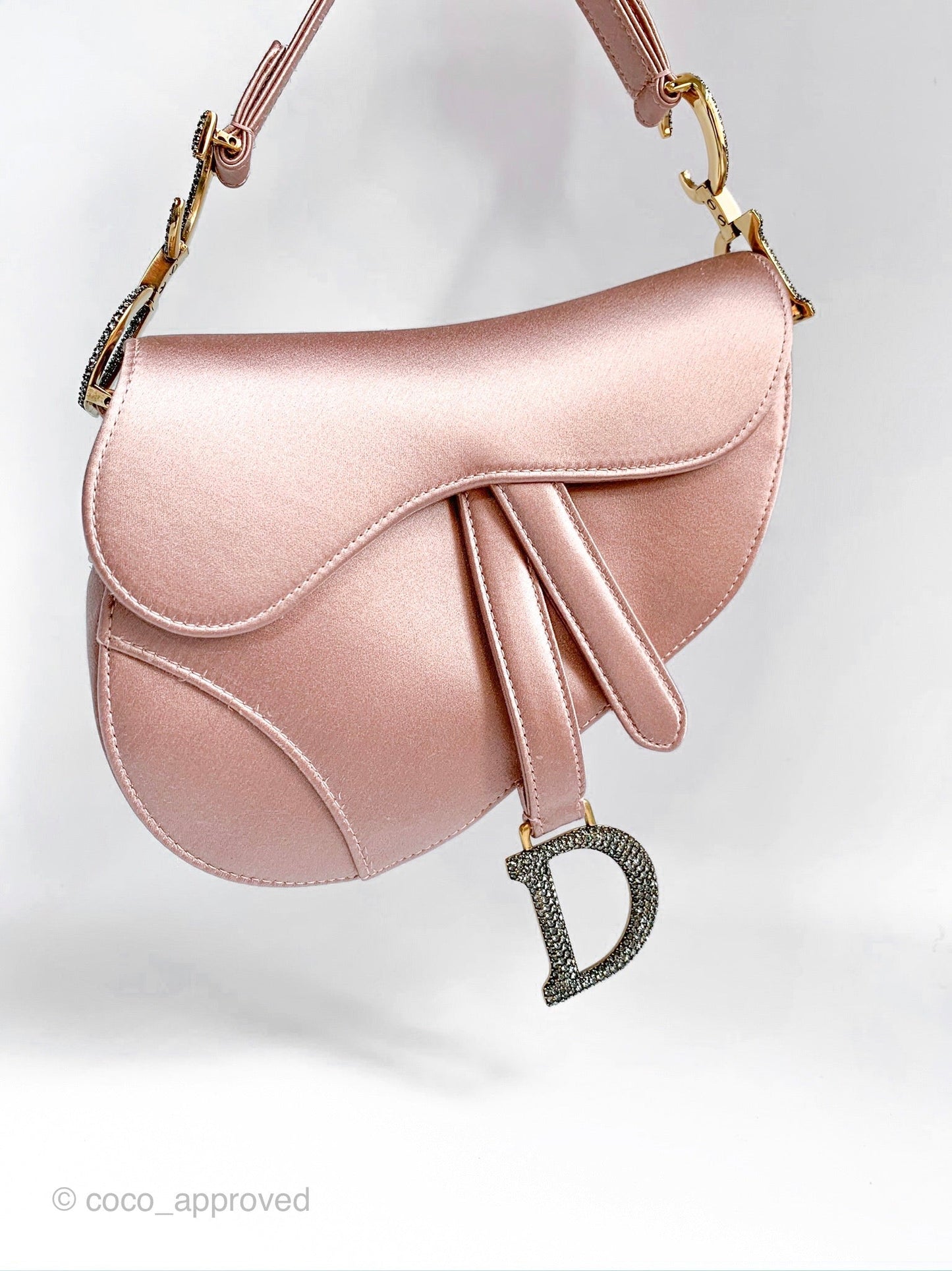 Dior Saddle Small Satin Pink Crystals
