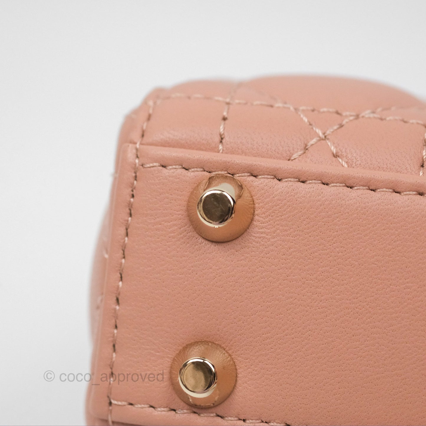 Christian Dior Micro Lady Dior Cannage Rose Des Vents Cannage Lambskin Gold Hardware