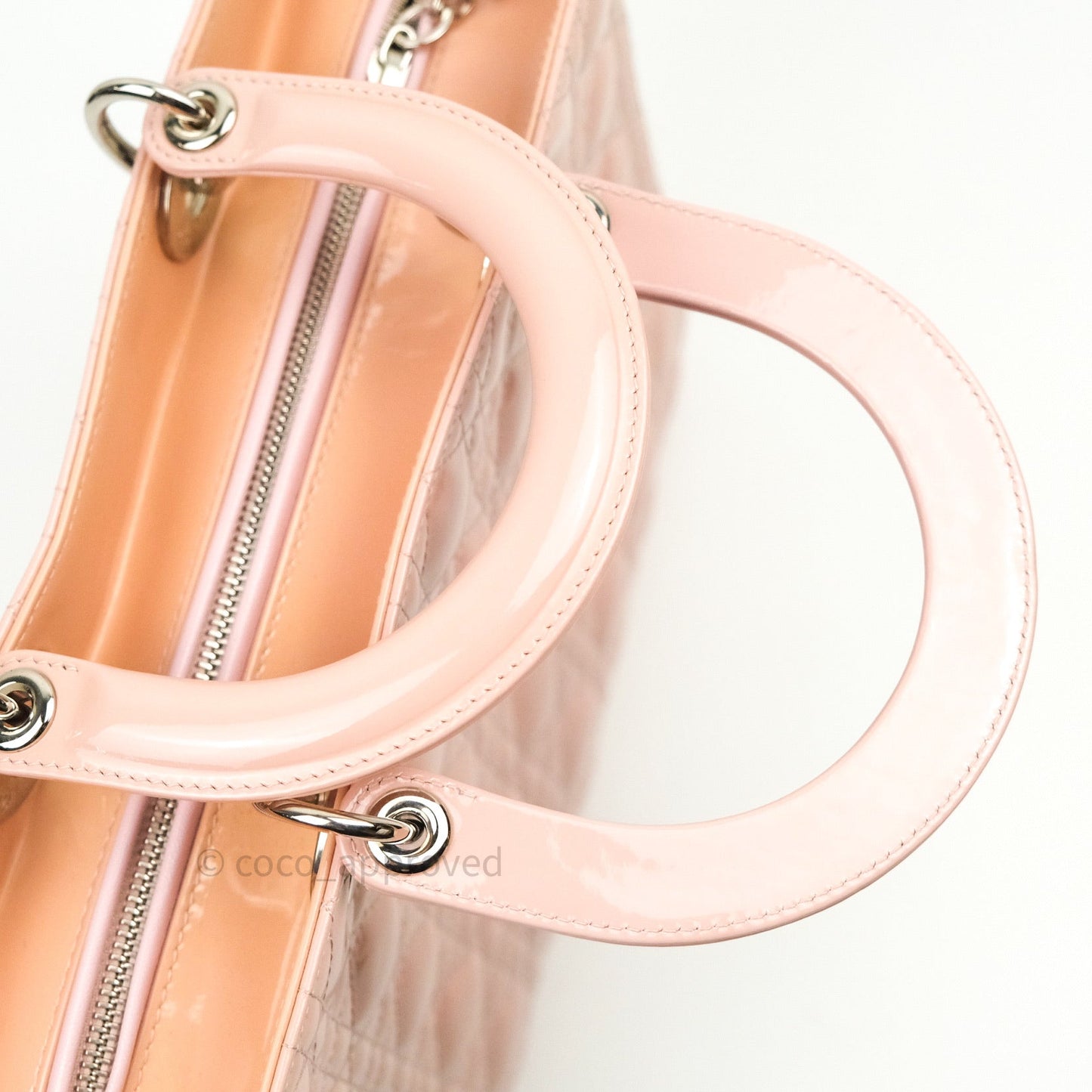 Christian Dior Patent Cannage Large Lady Dior Light Pink