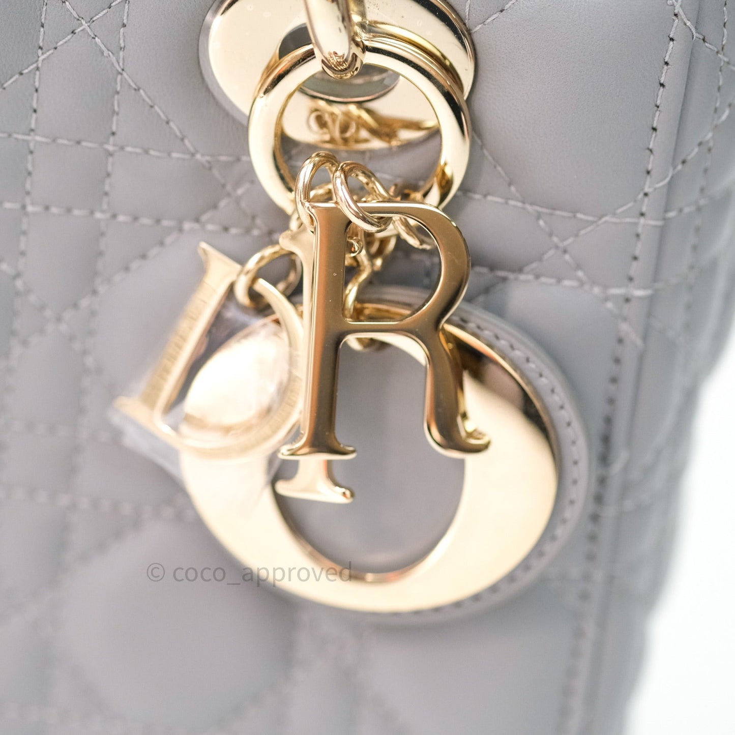 Christian Dior Lambskin My ABCDior Lady Dior Grey Gold Hardware