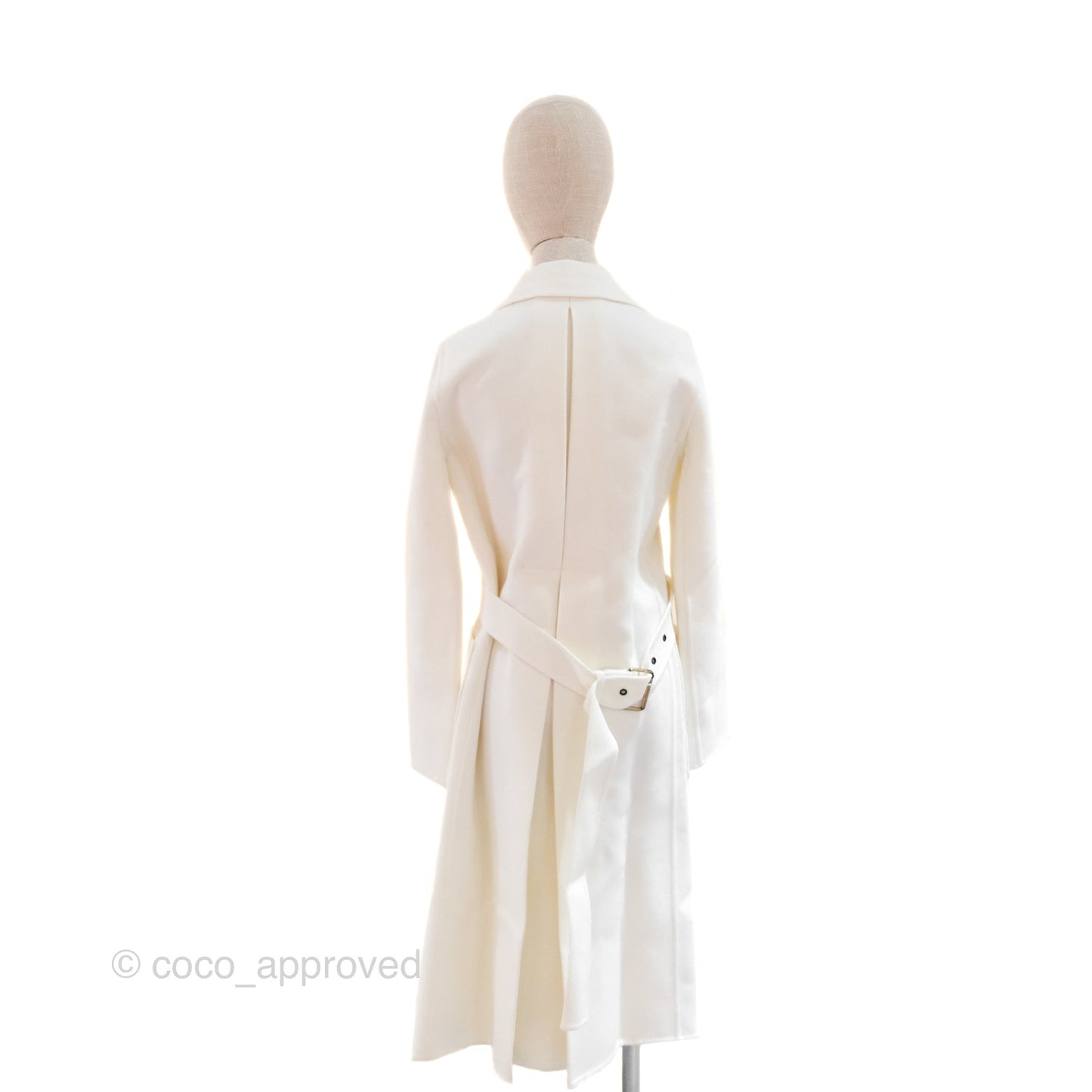 Christian Dior Mid-Length Belted Coat Ivory Size 34