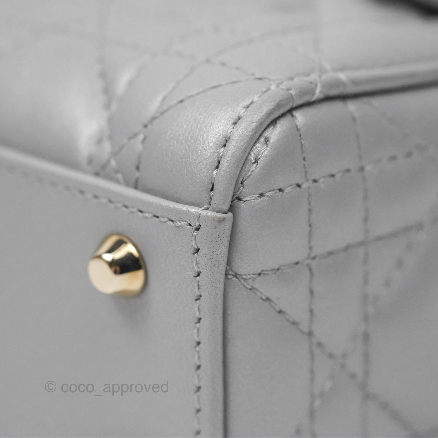 Christian Dior Cannage Mini Lady Dior Grey Gold Hardware