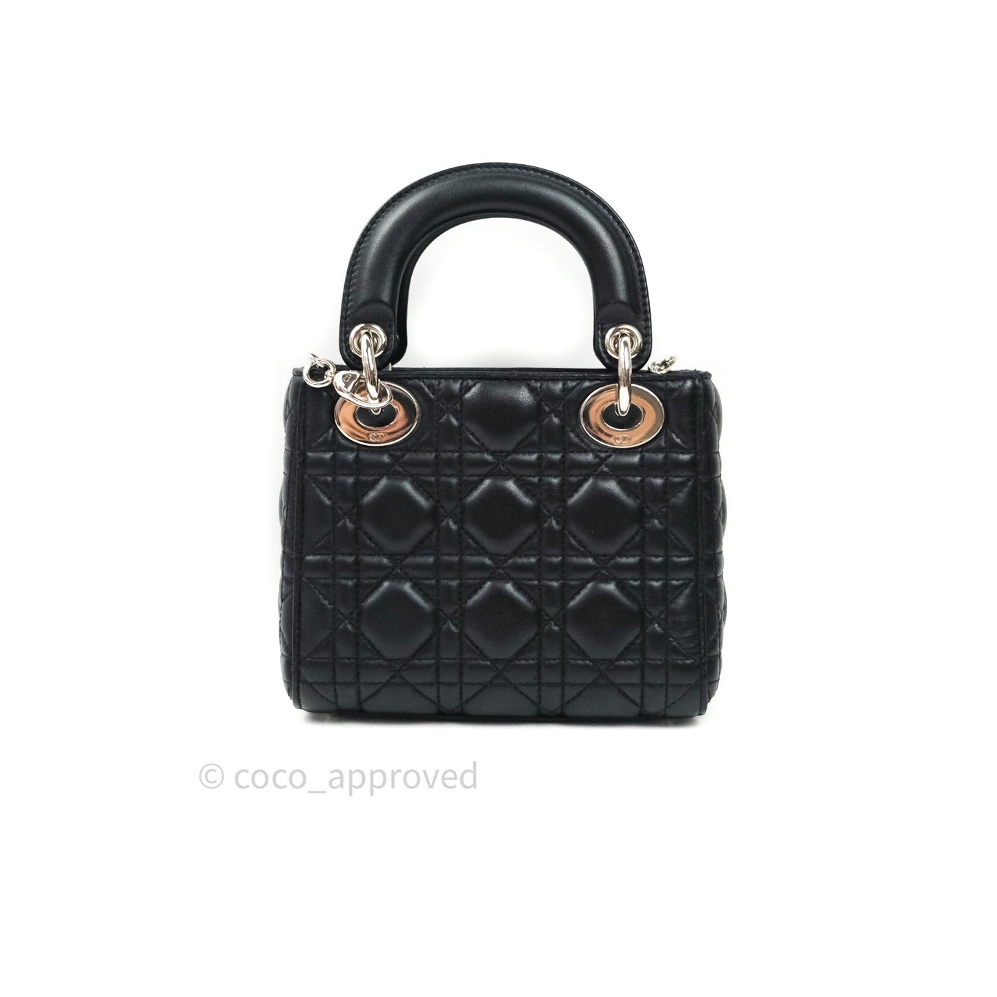 Christian Dior Cannage Mini Lady Dior Black Silver Hardware