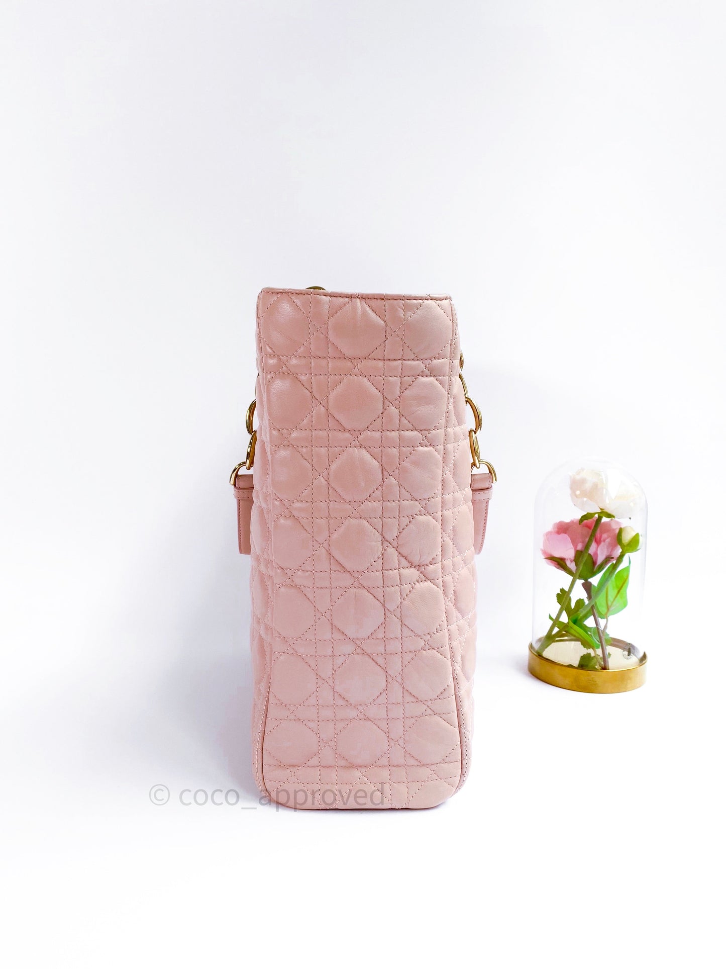 Christian Dior Lambskin Large Lady Dior Tote Bag Blush Pink