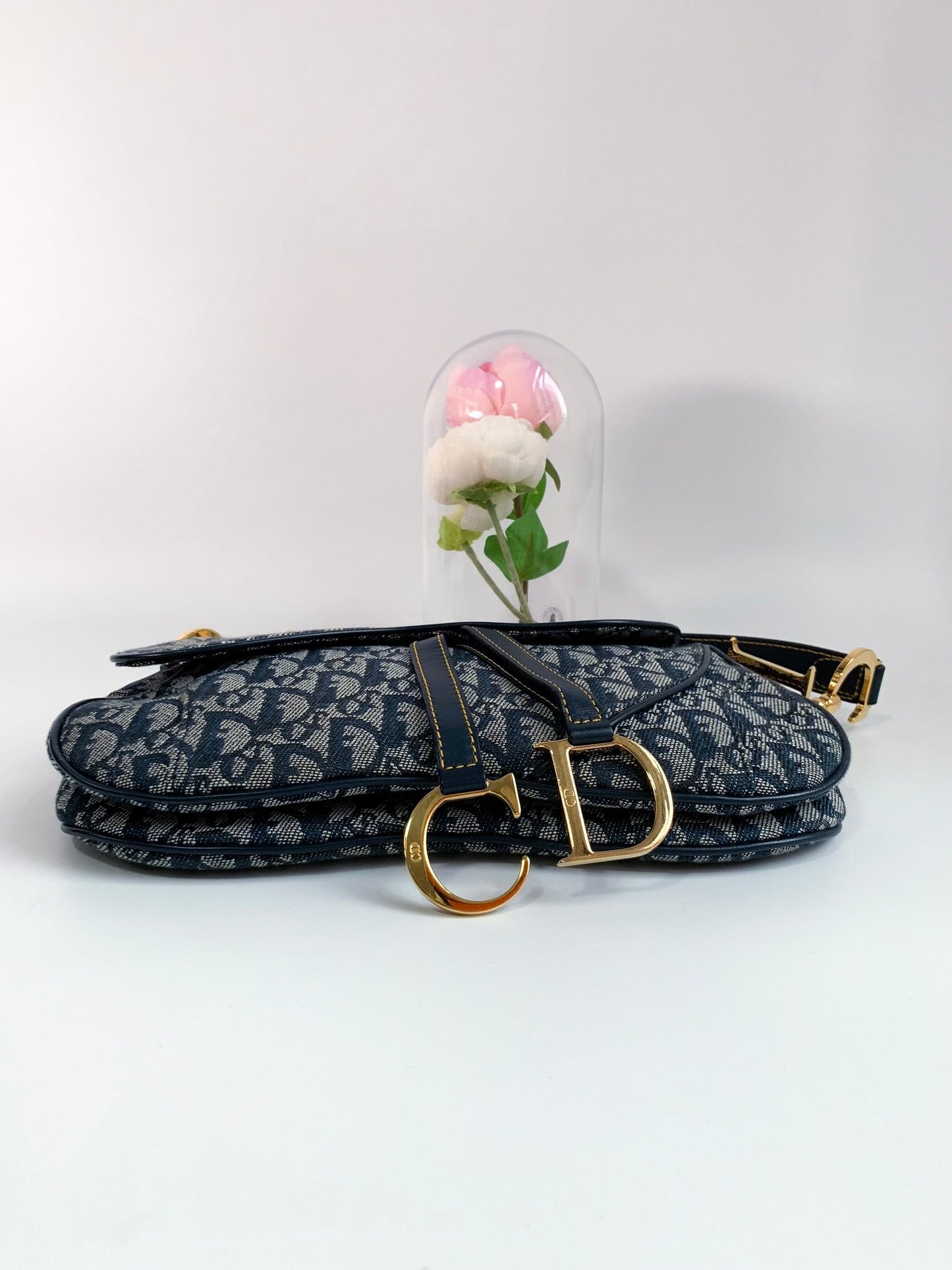 Christian Dior Vintage Oblique Saddle Bag Blue