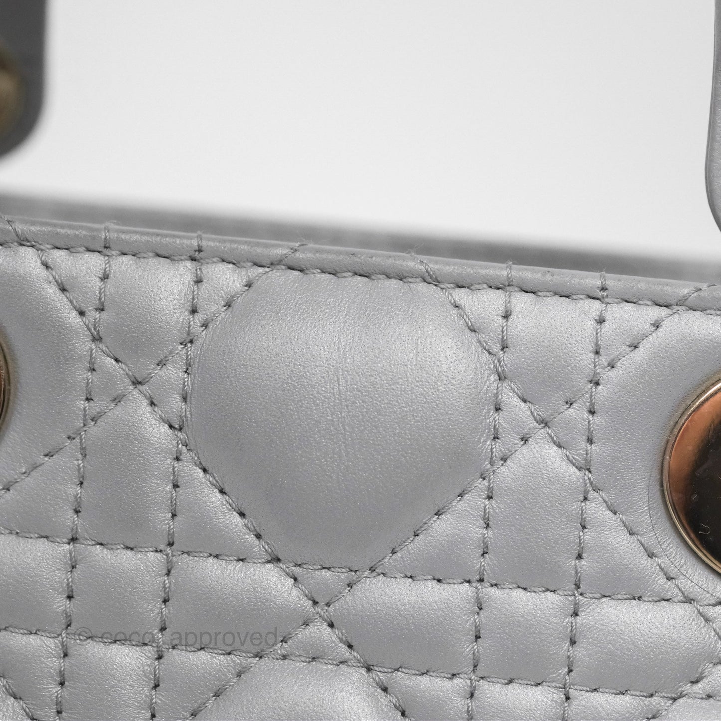 Christian Dior Cannage Mini Lady Dior Grey Gold Hardware