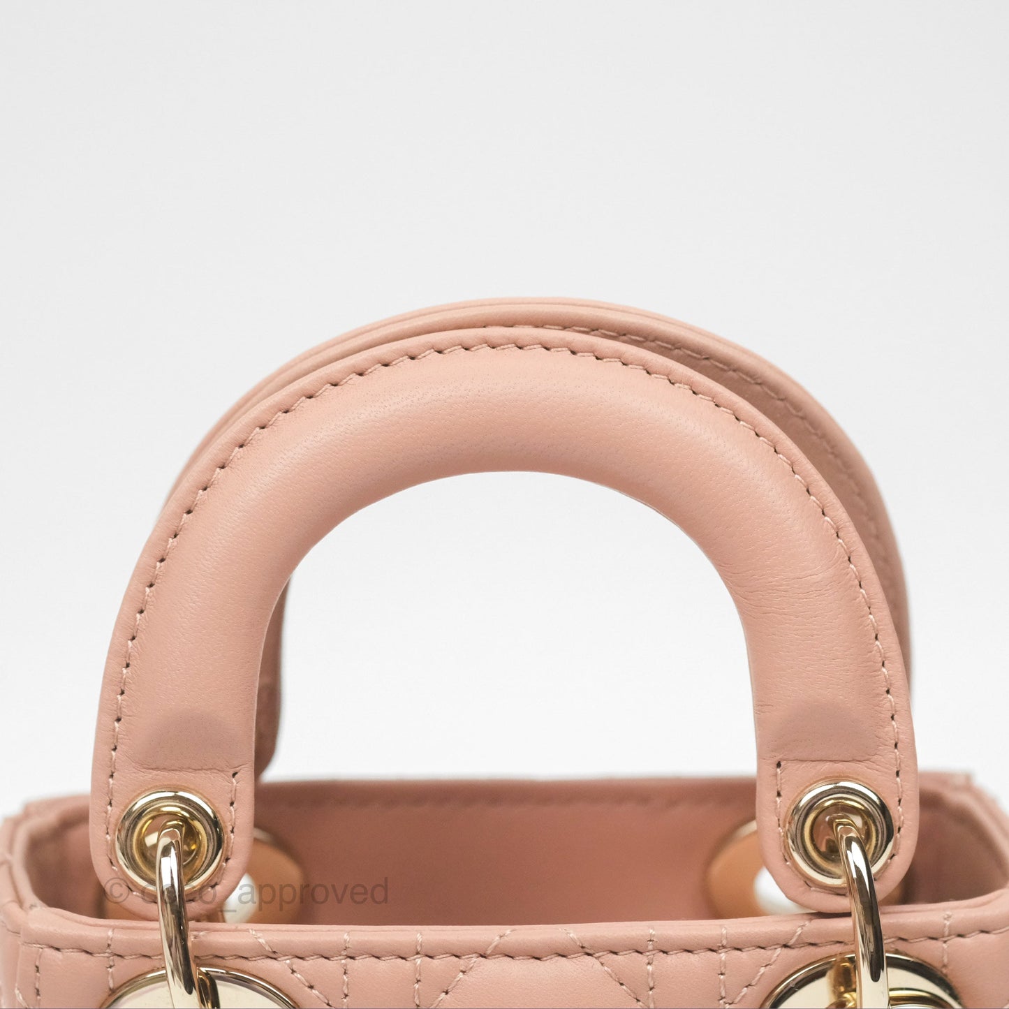 Christian Dior Micro Lady Dior Cannage Rose Des Vents Cannage Lambskin Gold Hardware