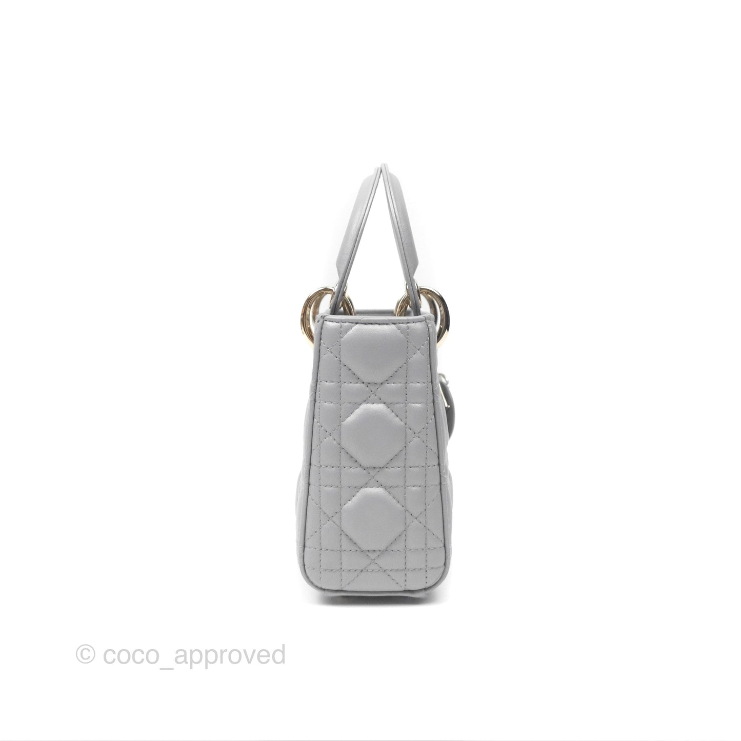 Christian Dior Cannage Mini Lady Dior Grey Gold Hardware