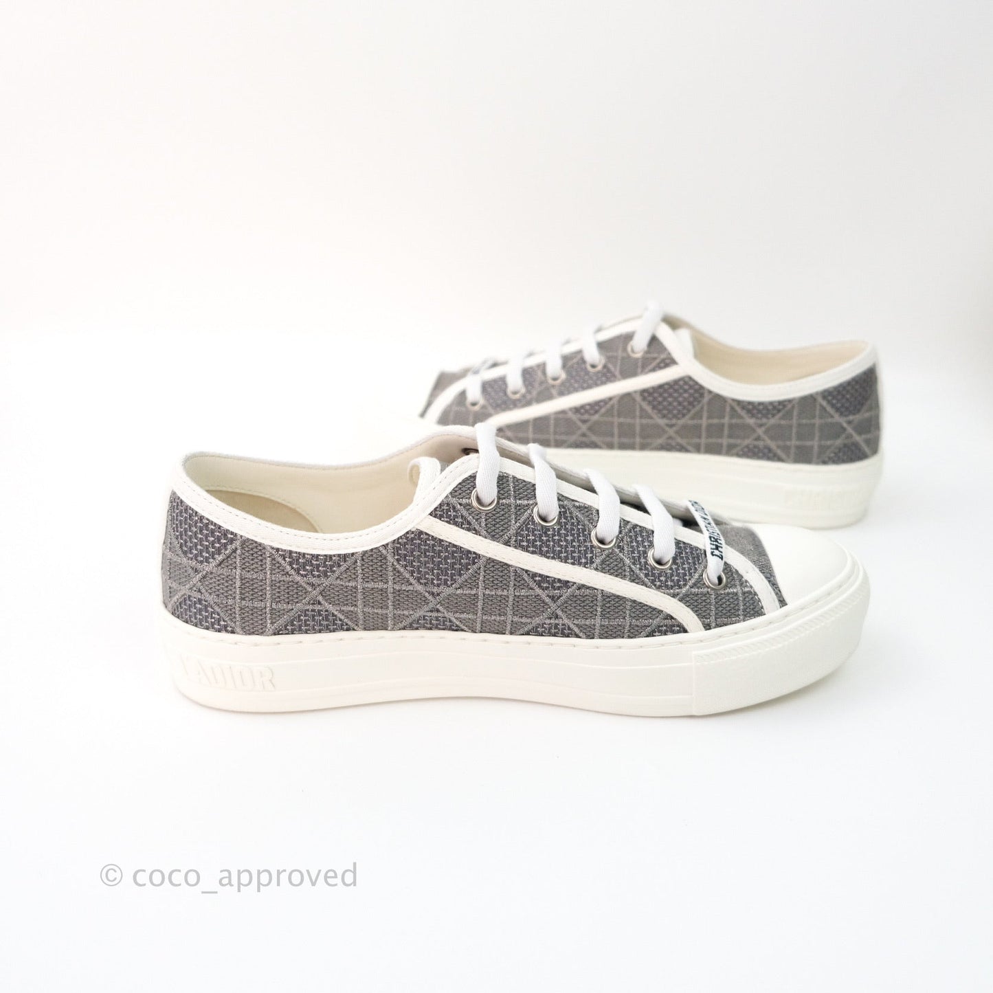 Christian Dior Walk’n’Dior Gray Cannage Embroidered Metallic Cotton