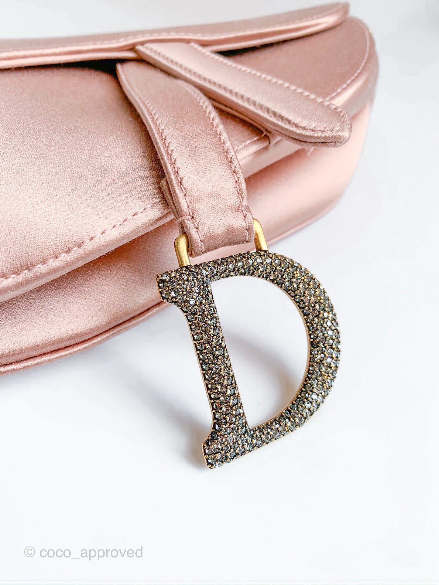 Dior Saddle Small Satin Pink Crystals