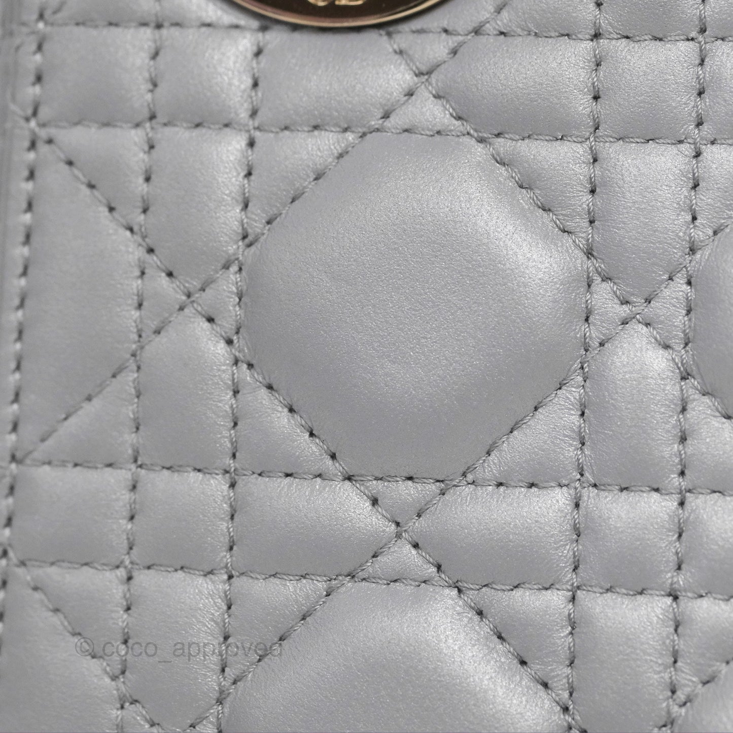 Christian Dior Cannage Mini Lady Dior Grey Gold Hardware