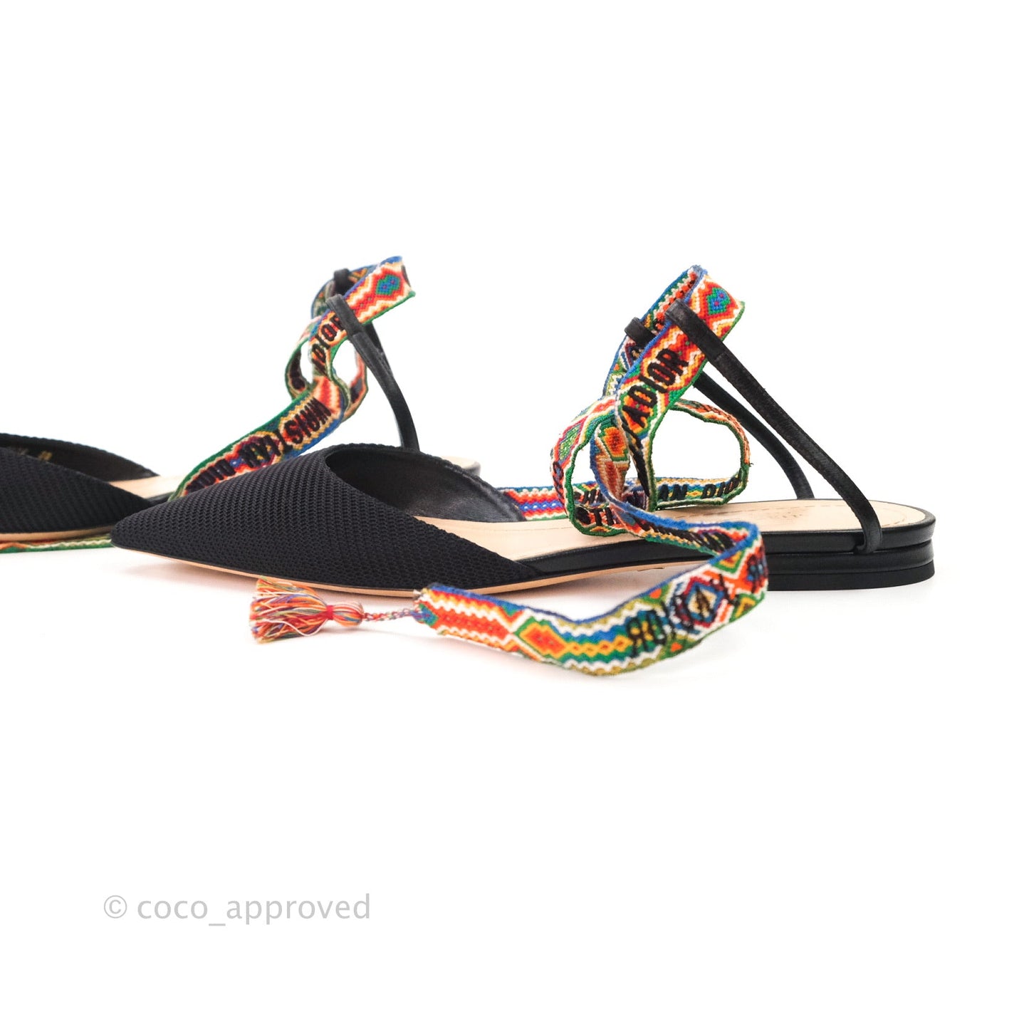 Christian Dior Fabric J'adior IT Flat 38 Black