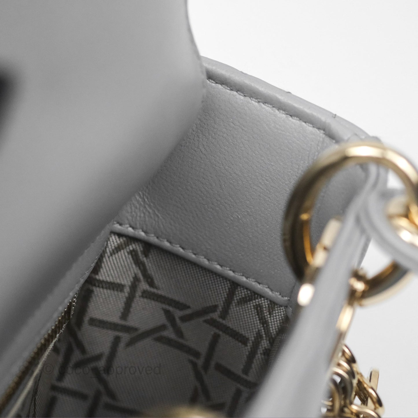 Christian Dior Cannage Mini Lady Dior Grey Gold Hardware