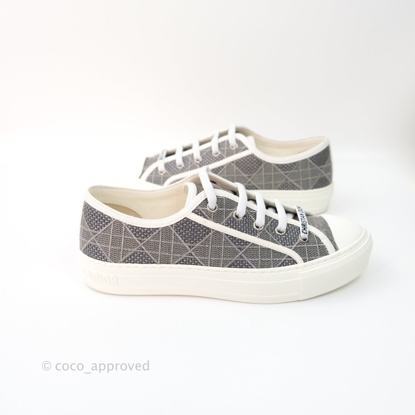 Christian Dior Walk’n’Dior Gray Cannage Embroidered Metallic Cotton