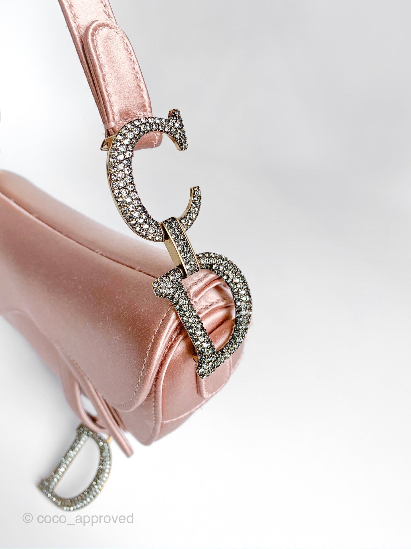 Dior Saddle Small Satin Pink Crystals