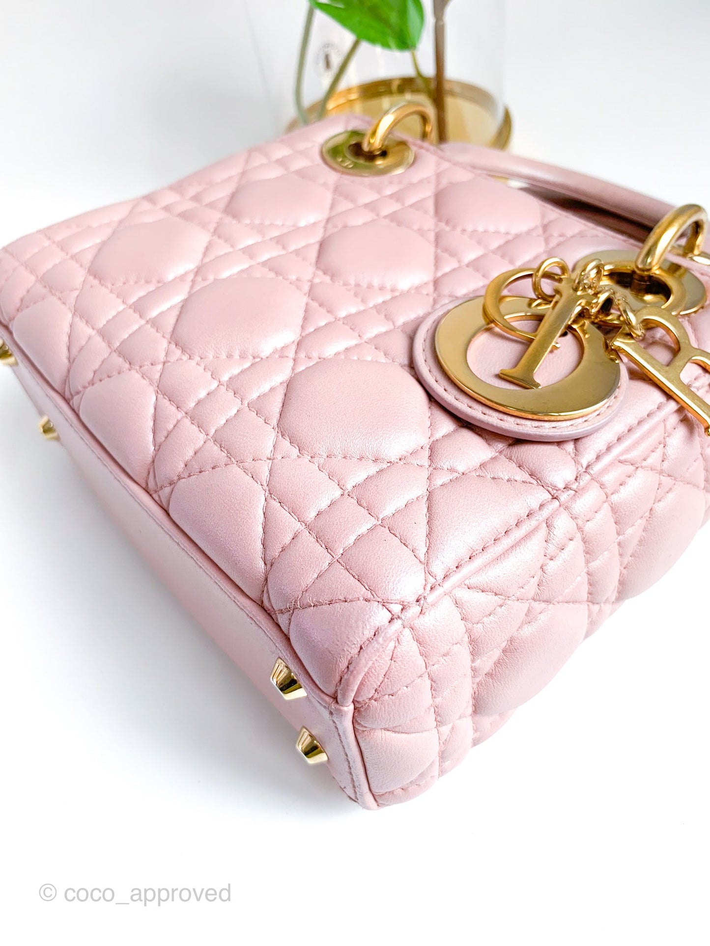 Christian Dior Calfskin Cannage Mini Lady Dior Pink