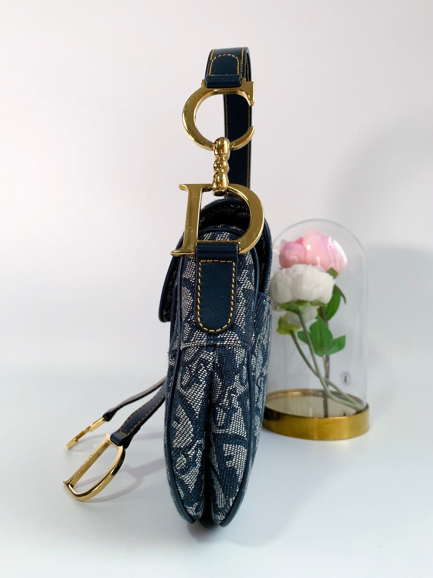 Christian Dior Vintage Oblique Saddle Bag Blue