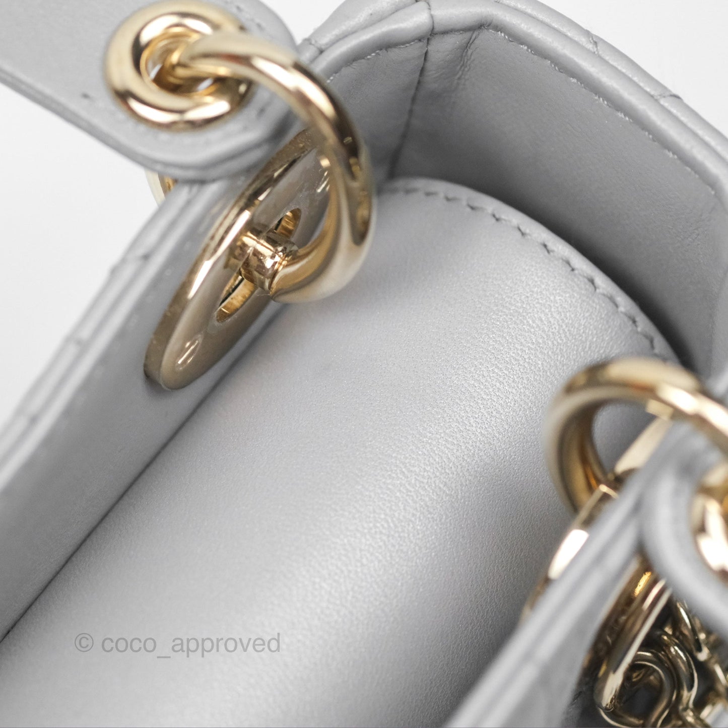 Christian Dior Cannage Mini Lady Dior Grey Gold Hardware