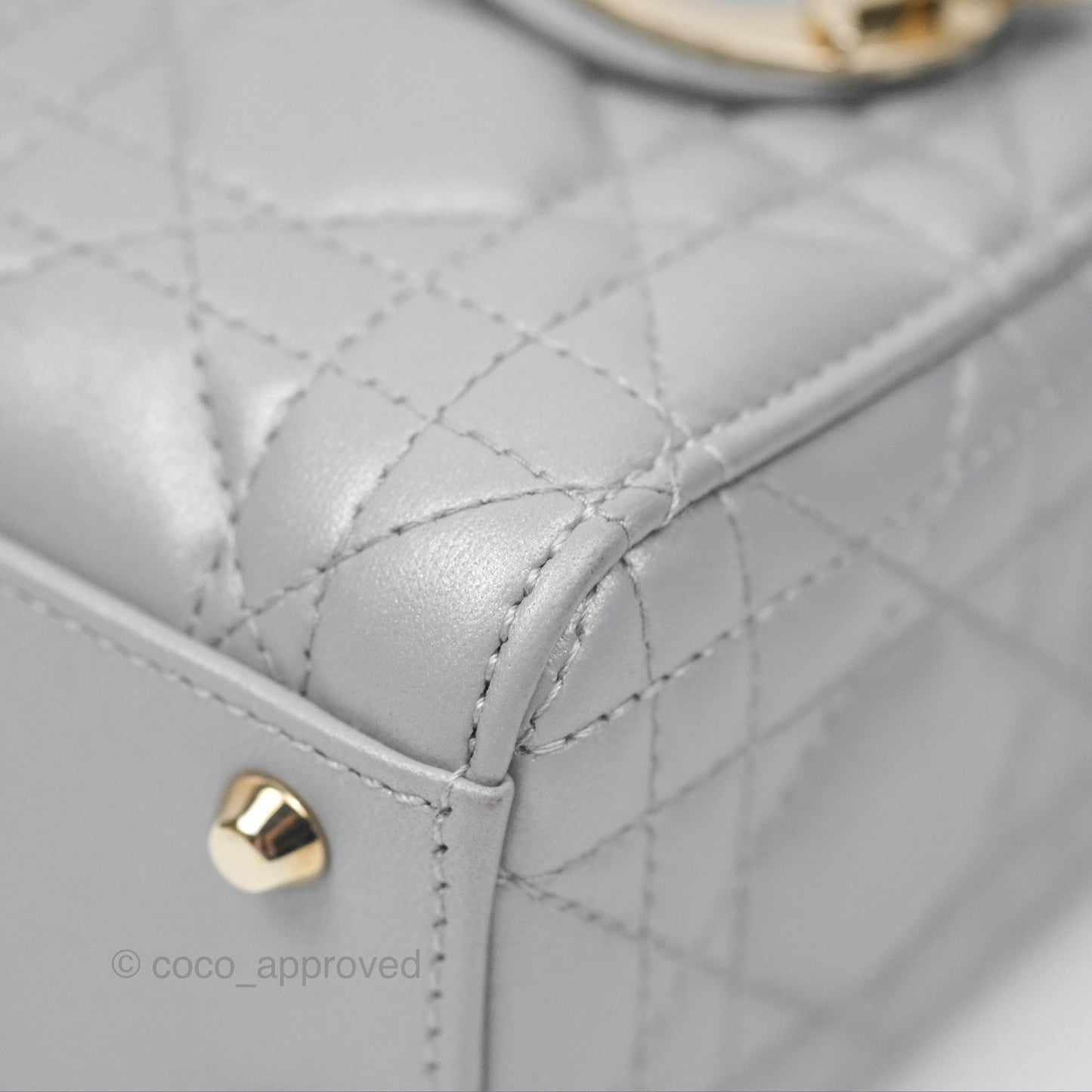 Christian Dior Cannage Mini Lady Dior Grey Gold Hardware