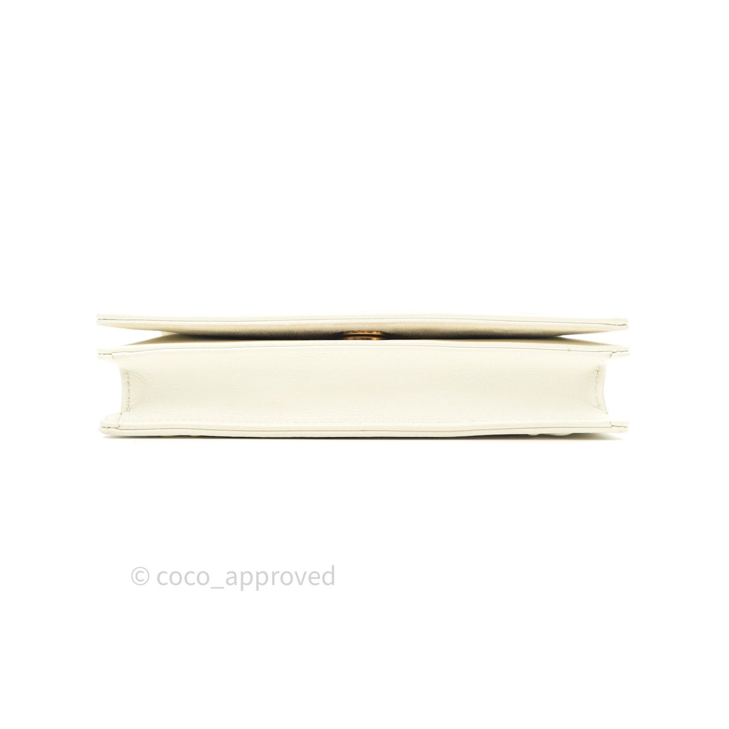 Christian Dior Diorama Wallet on Chain in White Calfskin Studded Gold