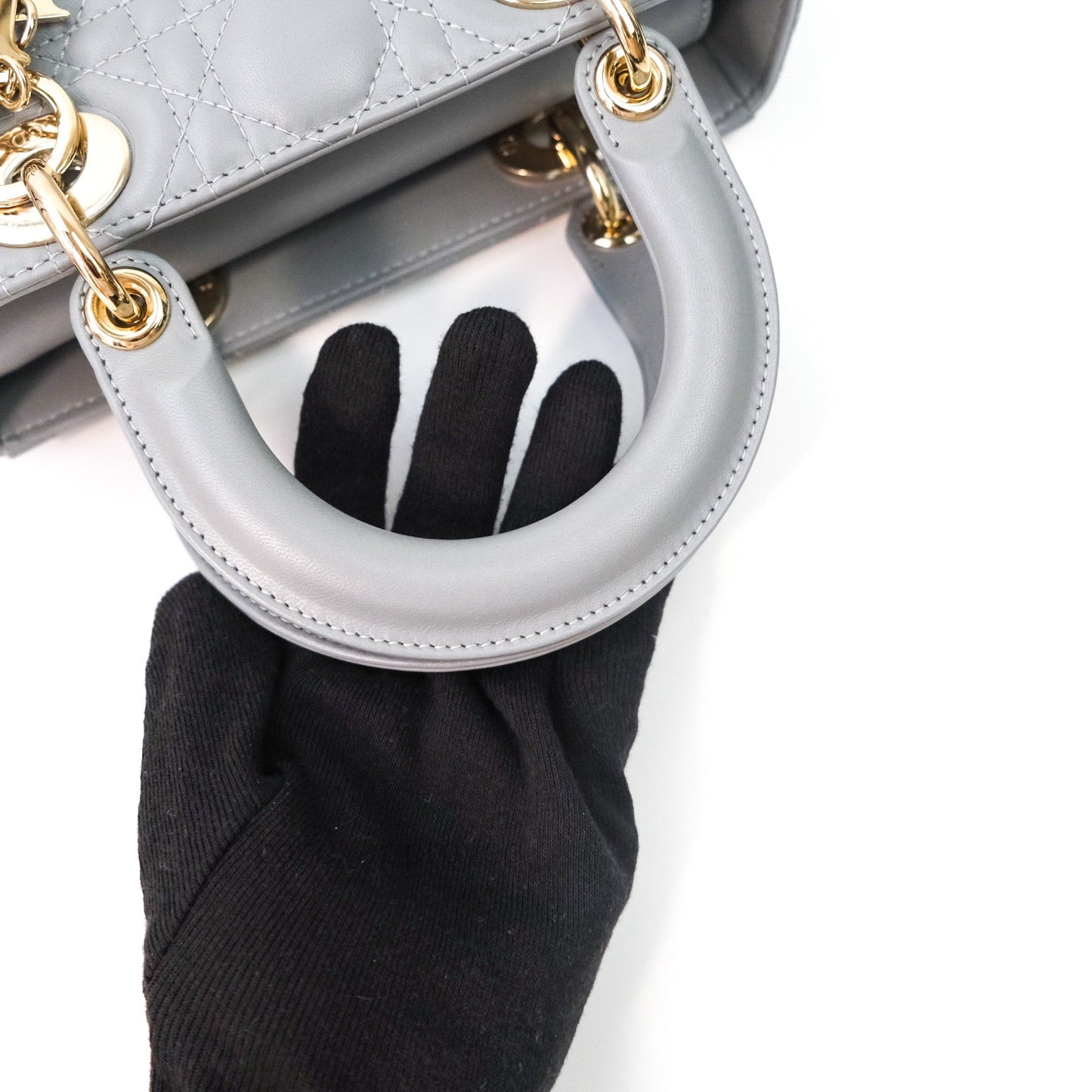 Christian Dior Lambskin My ABCDior Lady Dior Grey Gold Hardware