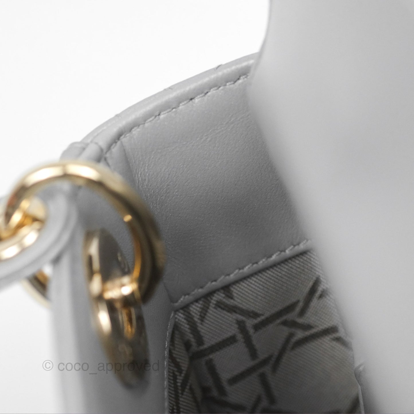 Christian Dior Cannage Mini Lady Dior Grey Gold Hardware