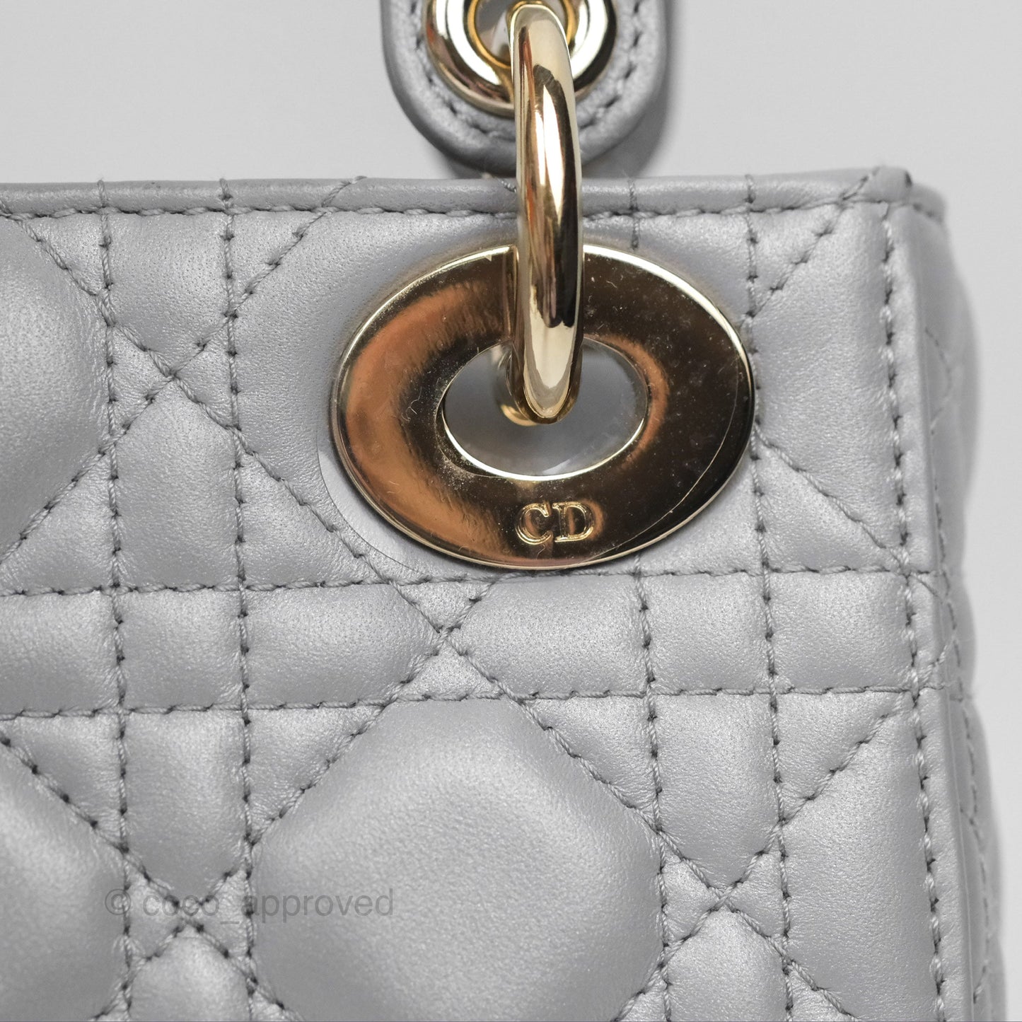 Christian Dior Cannage Mini Lady Dior Grey Gold Hardware