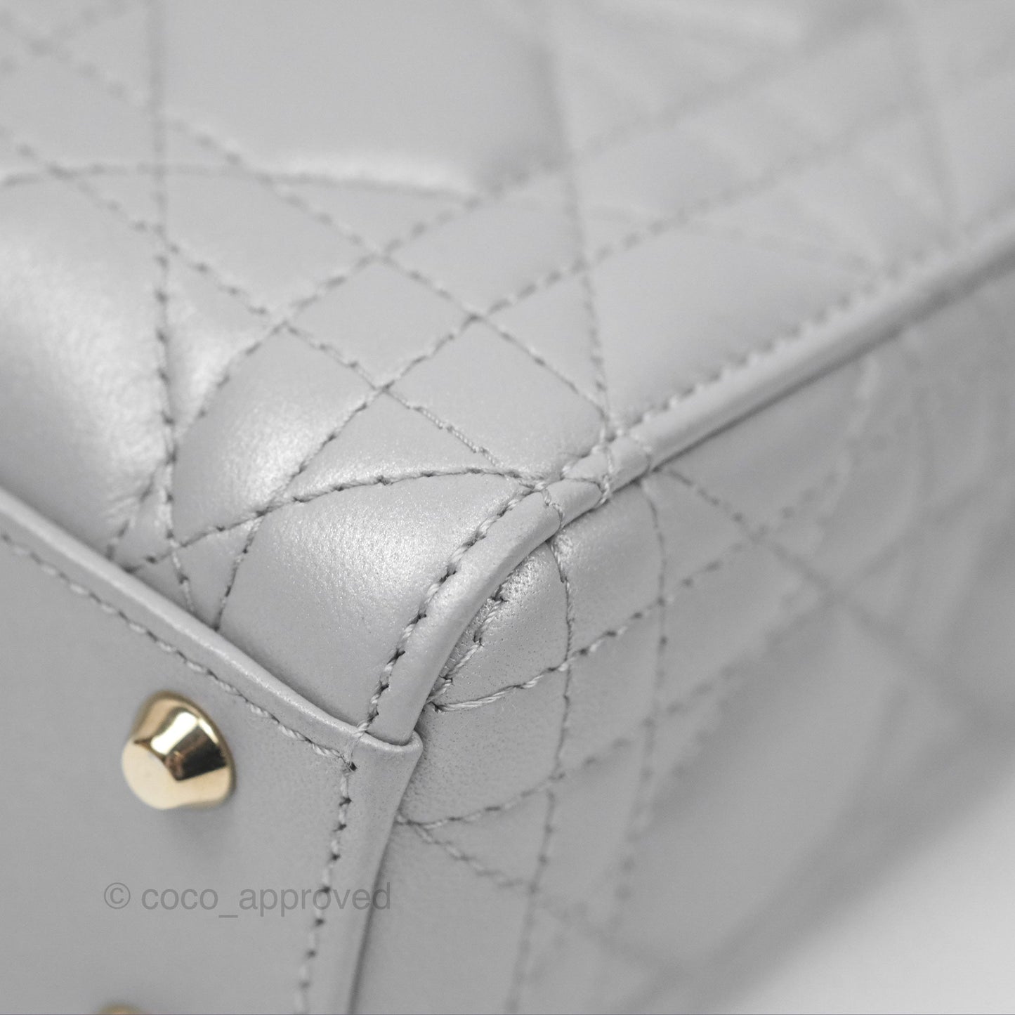 Christian Dior Cannage Mini Lady Dior Grey Gold Hardware