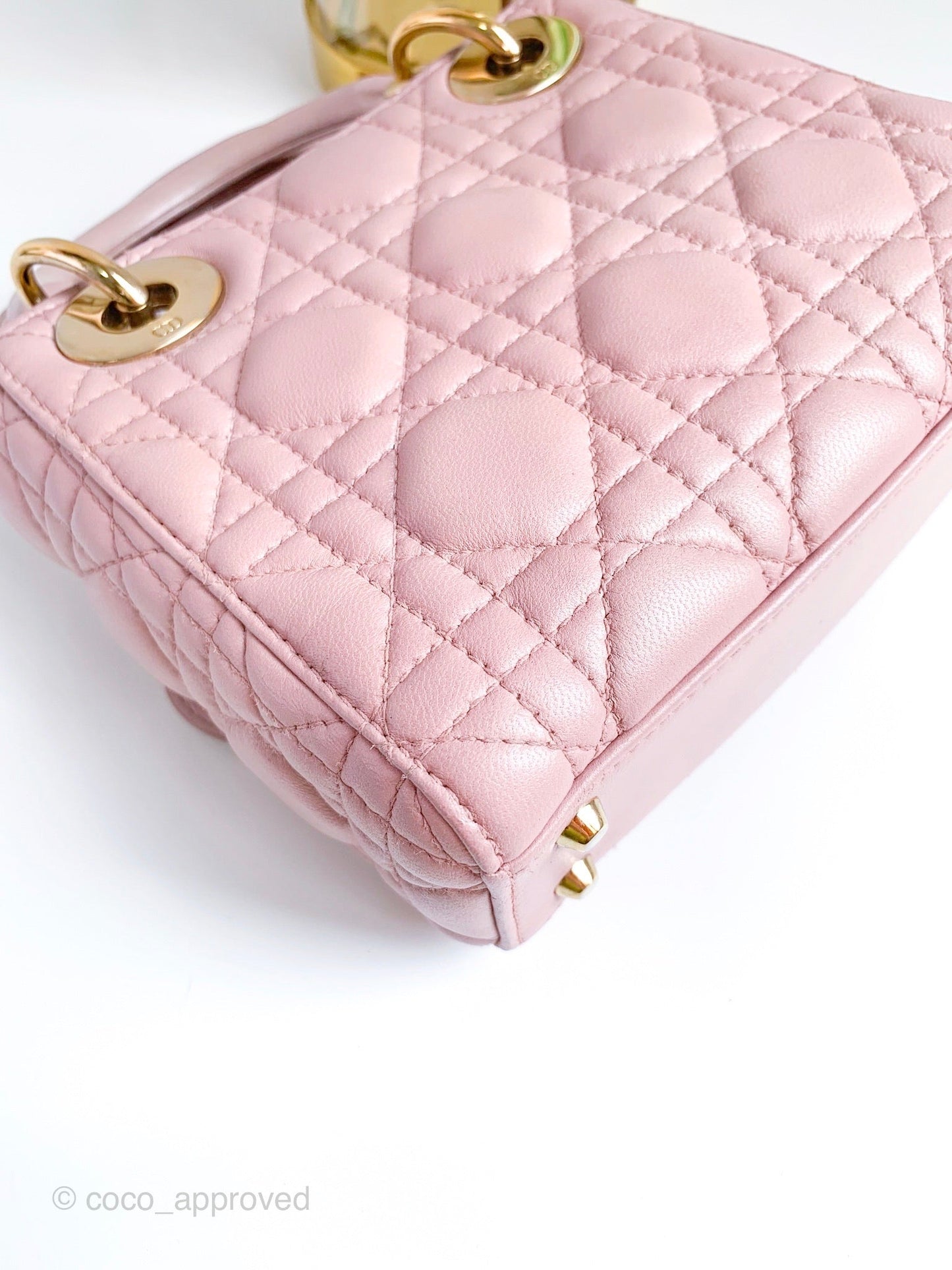 Christian Dior Calfskin Cannage Mini Lady Dior Pink