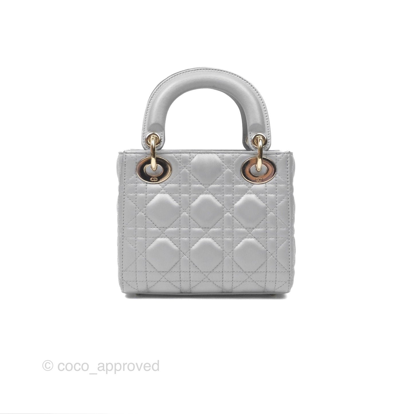 Christian Dior Cannage Mini Lady Dior Grey Gold Hardware