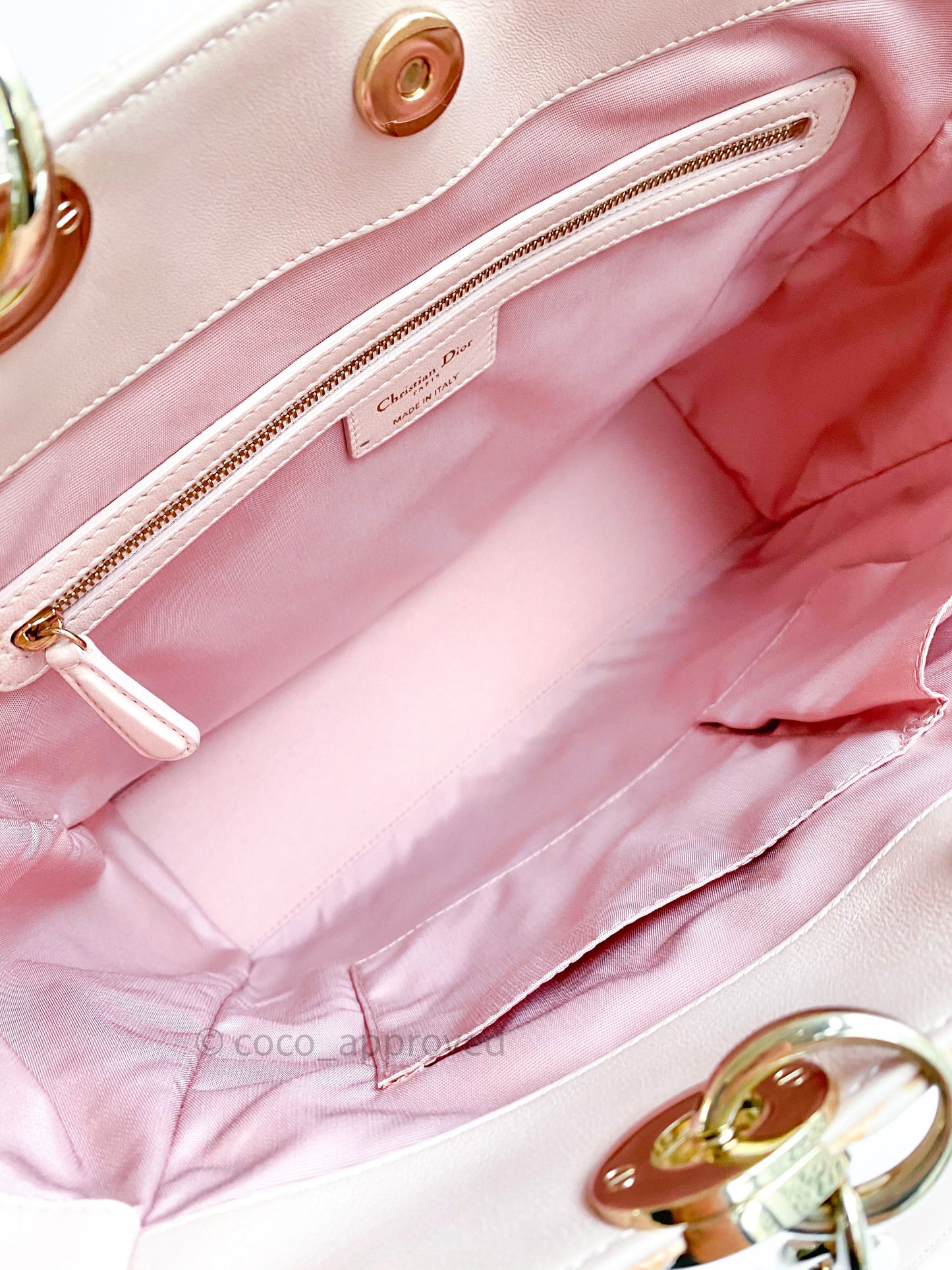 Christian Dior Lambskin Large Lady Dior Tote Bag Blush Pink