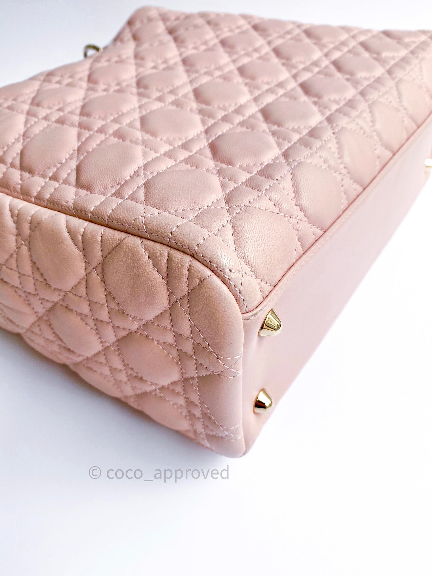 Christian Dior Lambskin Large Lady Dior Tote Bag Blush Pink