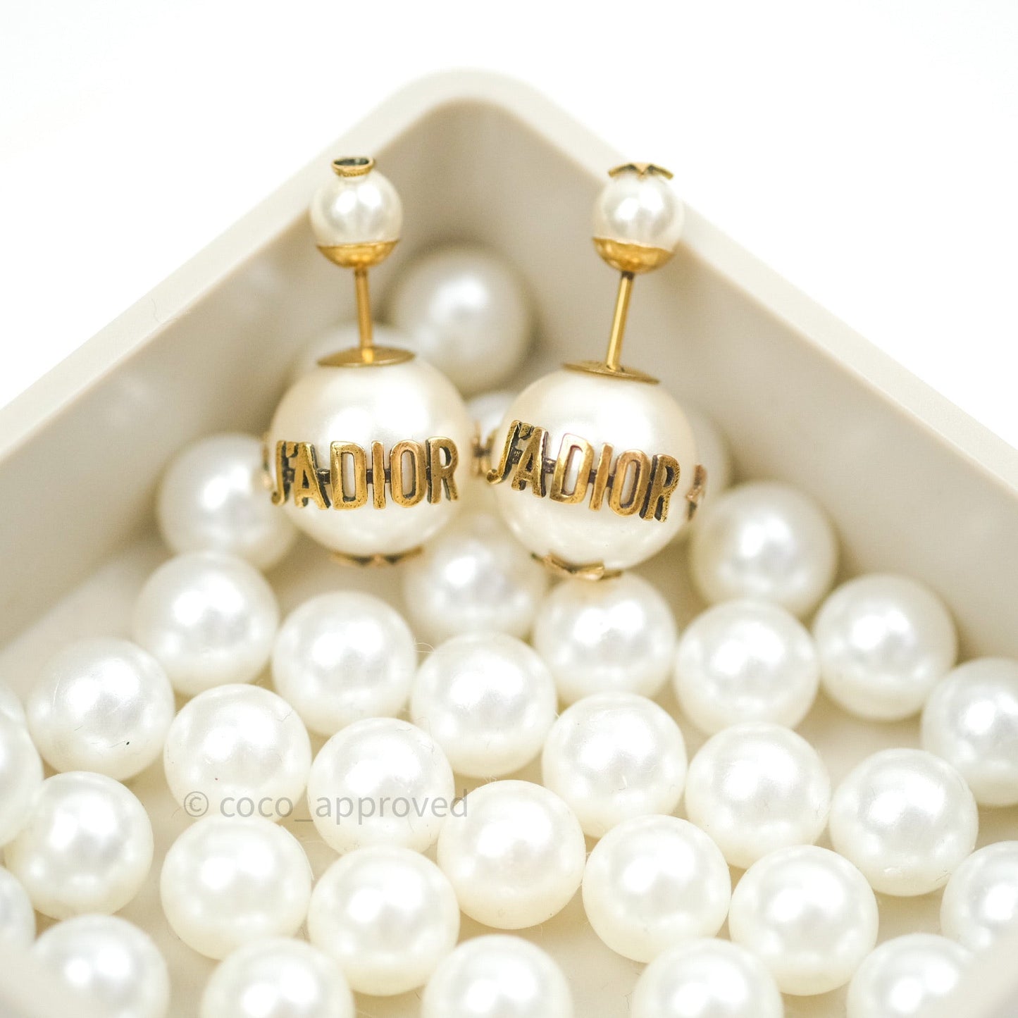 Christian Dior Pearl Mise En Dior Tribal J'adior Earrings Gold
