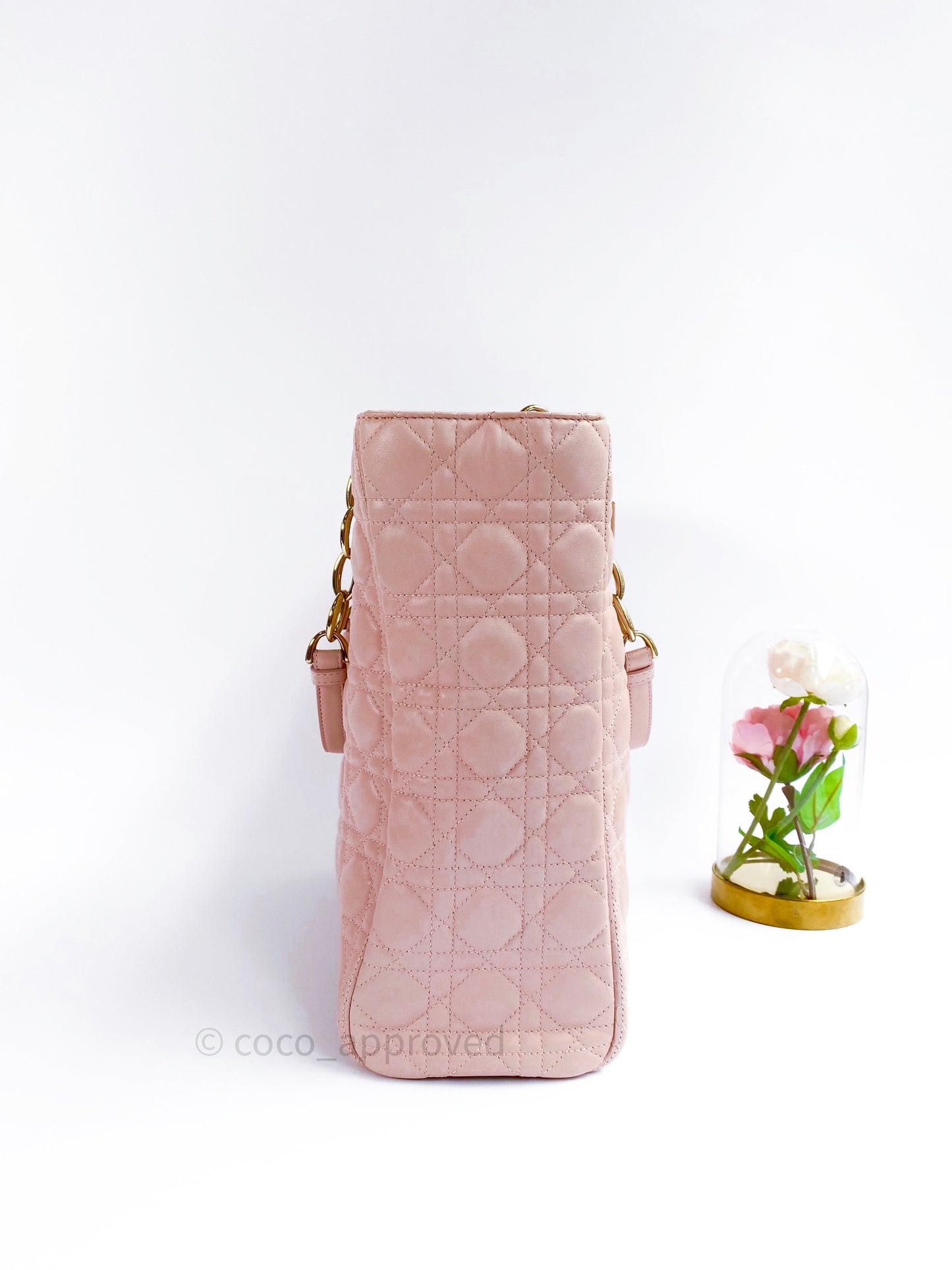 Christian Dior Lambskin Large Lady Dior Tote Bag Blush Pink