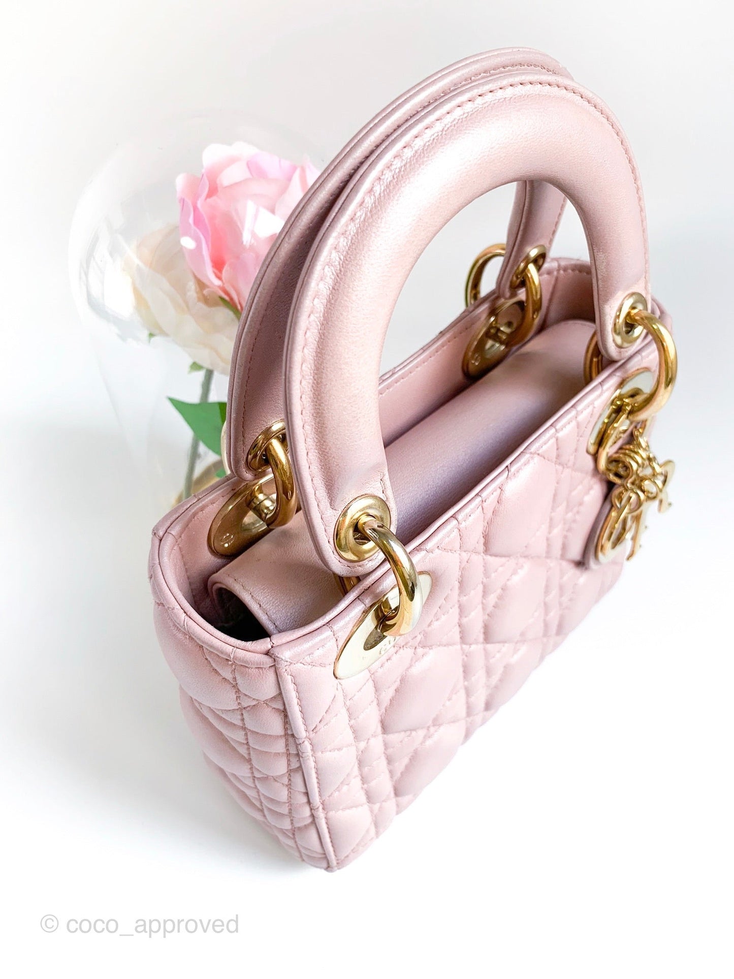 Christian Dior Calfskin Cannage Mini Lady Dior Pink