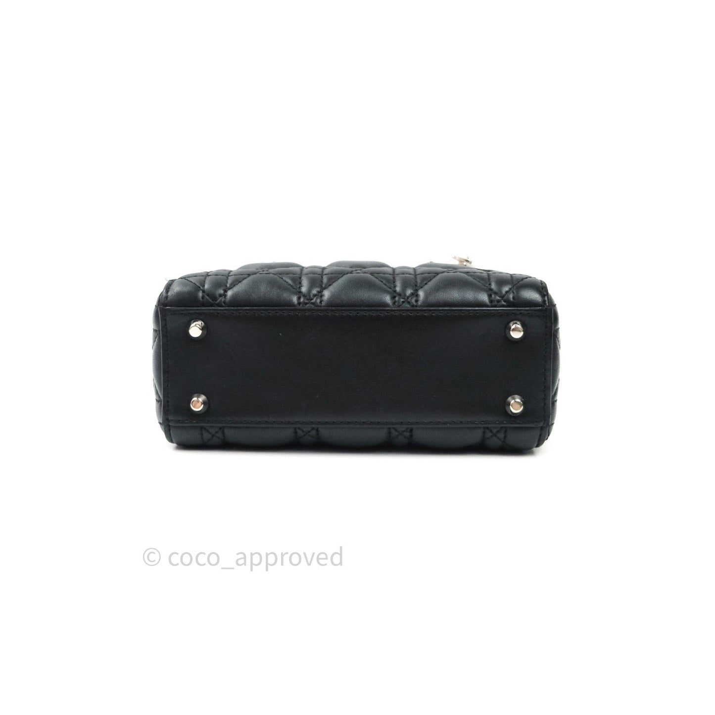 Christian Dior Cannage Mini Lady Dior Black Silver Hardware