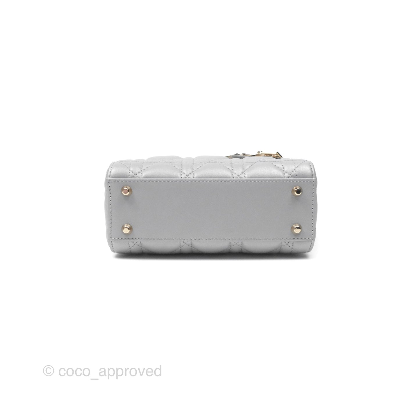 Christian Dior Cannage Mini Lady Dior Grey Gold Hardware